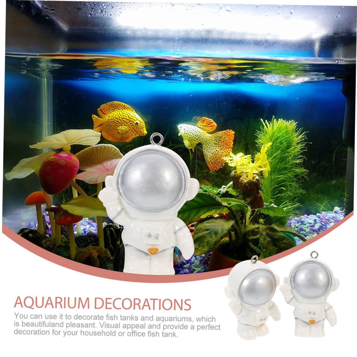 Drijvend Astronautenornament Voor Aquarium – Hars, Goud/blauw/zilver, 7,4 Cm – Leuk En Positief Symbool