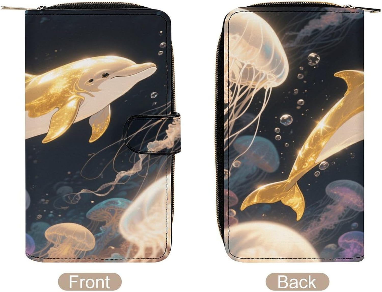 Golden Dolphin Travel Wallet for Men & Women RFID Blocking Card Organizer Credit Card Holder Large Capacity