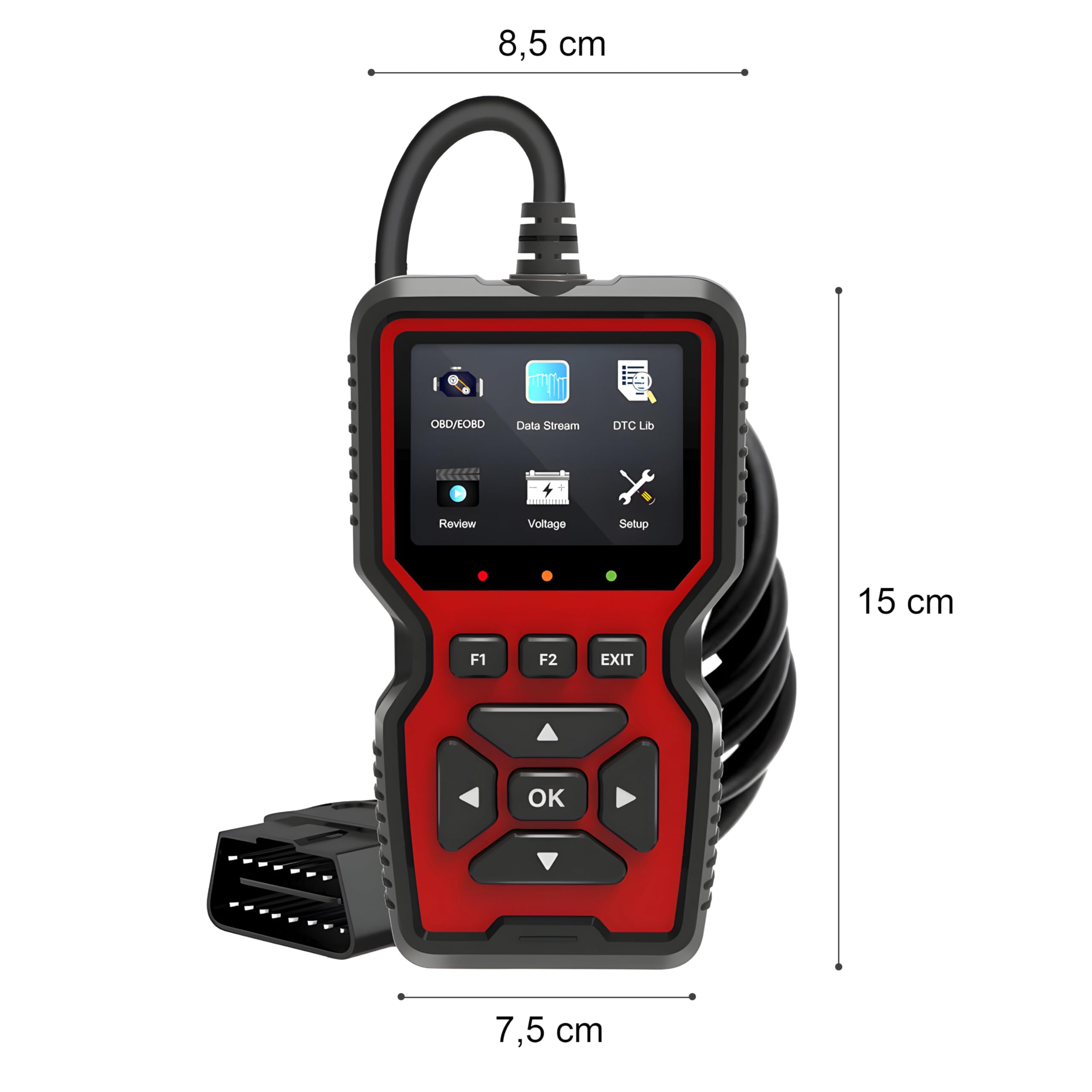 Retoo OBD2 Dispositivo de Diagnóstico Auto Lector, Escáner de Códigos de Error Análisis de Motor, Lector para Vehículos 9–16V, Diagnóstico de Sistema de Vehículo Multilingüe, Lector de Códigos V519