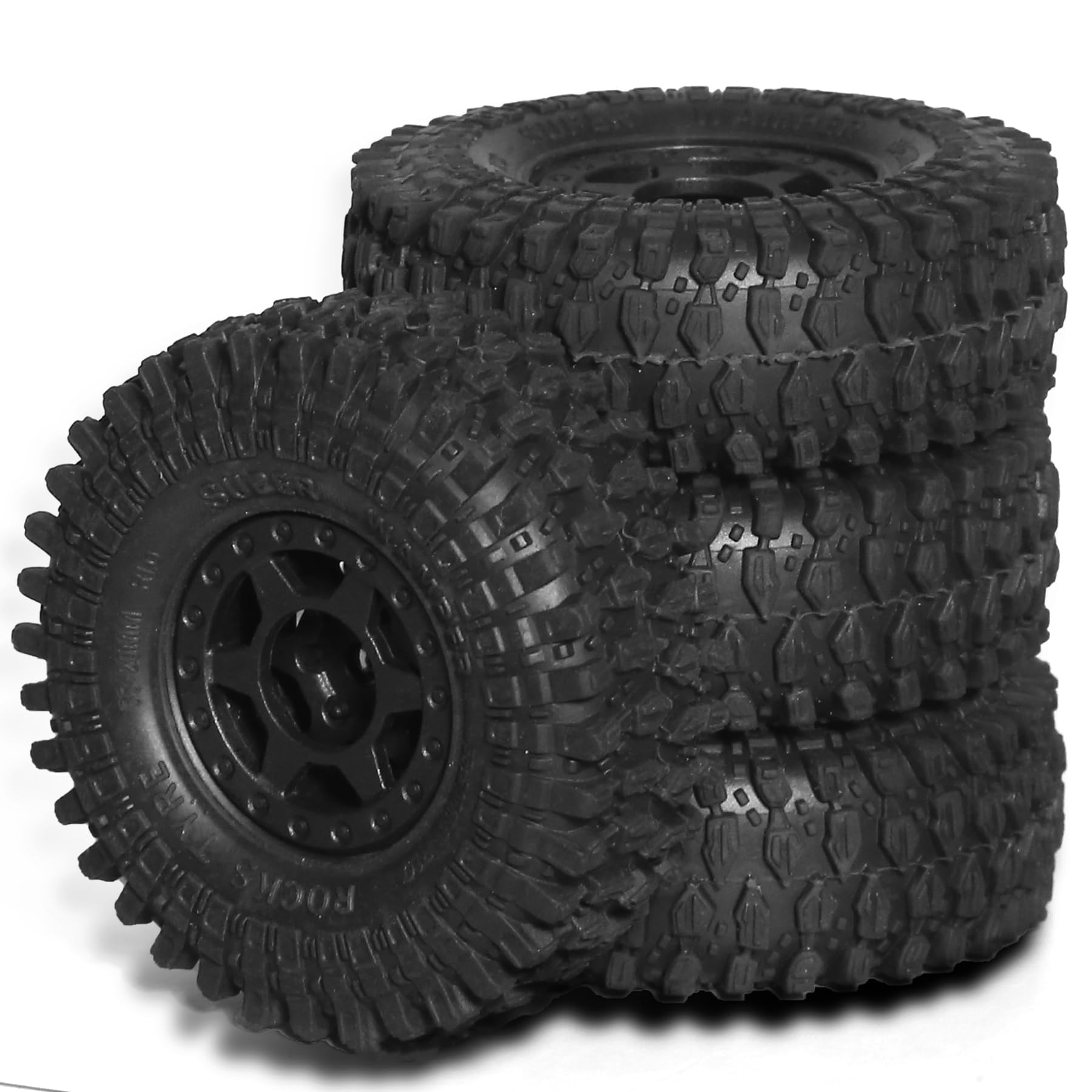 1.0 Beadlock Wheels and Tires?4pcs? 1.0 Crawler Tires OD 55 * 20mm Plastics 1.0 Wheel 1/18 1/24 RC Crawler Tires for SCX24 TRX4M FMS FCX24 FCX18 AX24 (at)