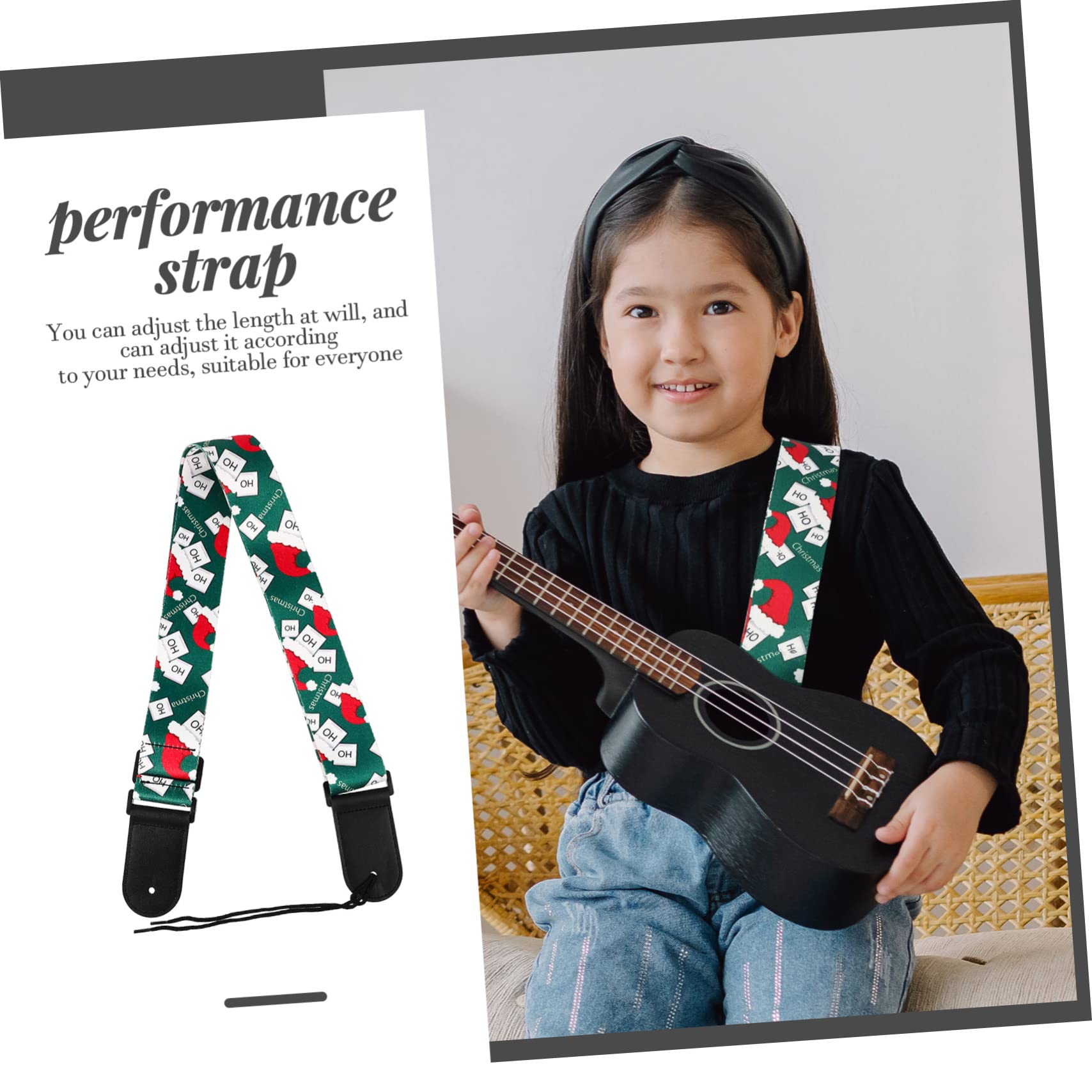 ibasenice 5piezas Correa De Guitarra Ajustable Diseño Navideño Strap Para Ukelele y Guitarra Eléctrica De Cumpleaños Accesorio Práctico