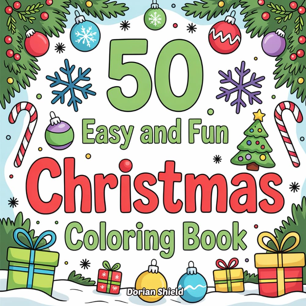 50 Pages of Christmas Cheer: Includes Santa Claus, Presents, Candy Canes, Fireplaces, and More!