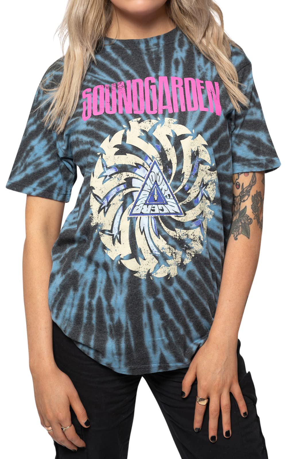 Soundgarden T Shirt Badmotorfinger Band Logo Official Unisex Blue Dye Wash M