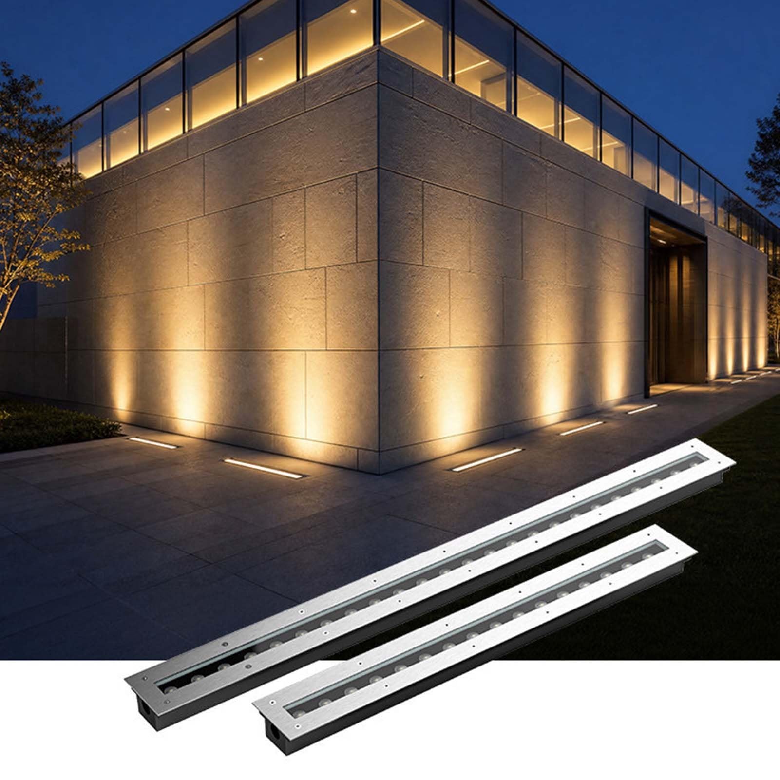 Luces LED Bañadoras De Pared Para Exteriores: Foco LED Rectangular Impermeable IP65, Foco Empotrable En Suelo De 24 V; Ideal Para Iglesias, Publicidad, Patios Y Jardines(Yellow,24W(24V))