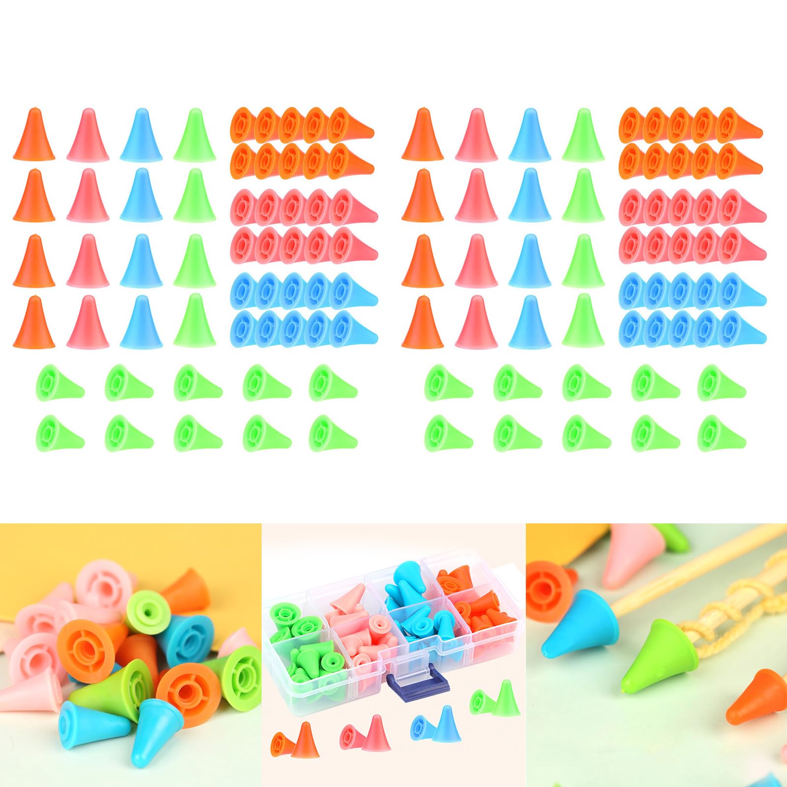 16 Pz 8 Stili Di Protezioni Per Punte Di Ferri Da Maglia In Silicone A Forma Di Margherita E Foglia Fermaferri Per Ferri Da Maglia Colore Misto