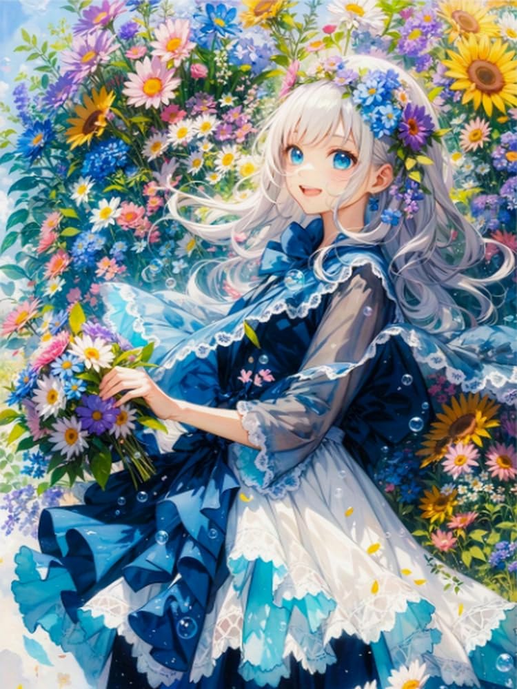 Weiniuniu Cross Stitch Kits for Adults Cartoon Girl 11CT Pre Printed Stamped Beginners Cross-Stitch Kit DIY Embroidery Kit Home Decor-50X70 cm