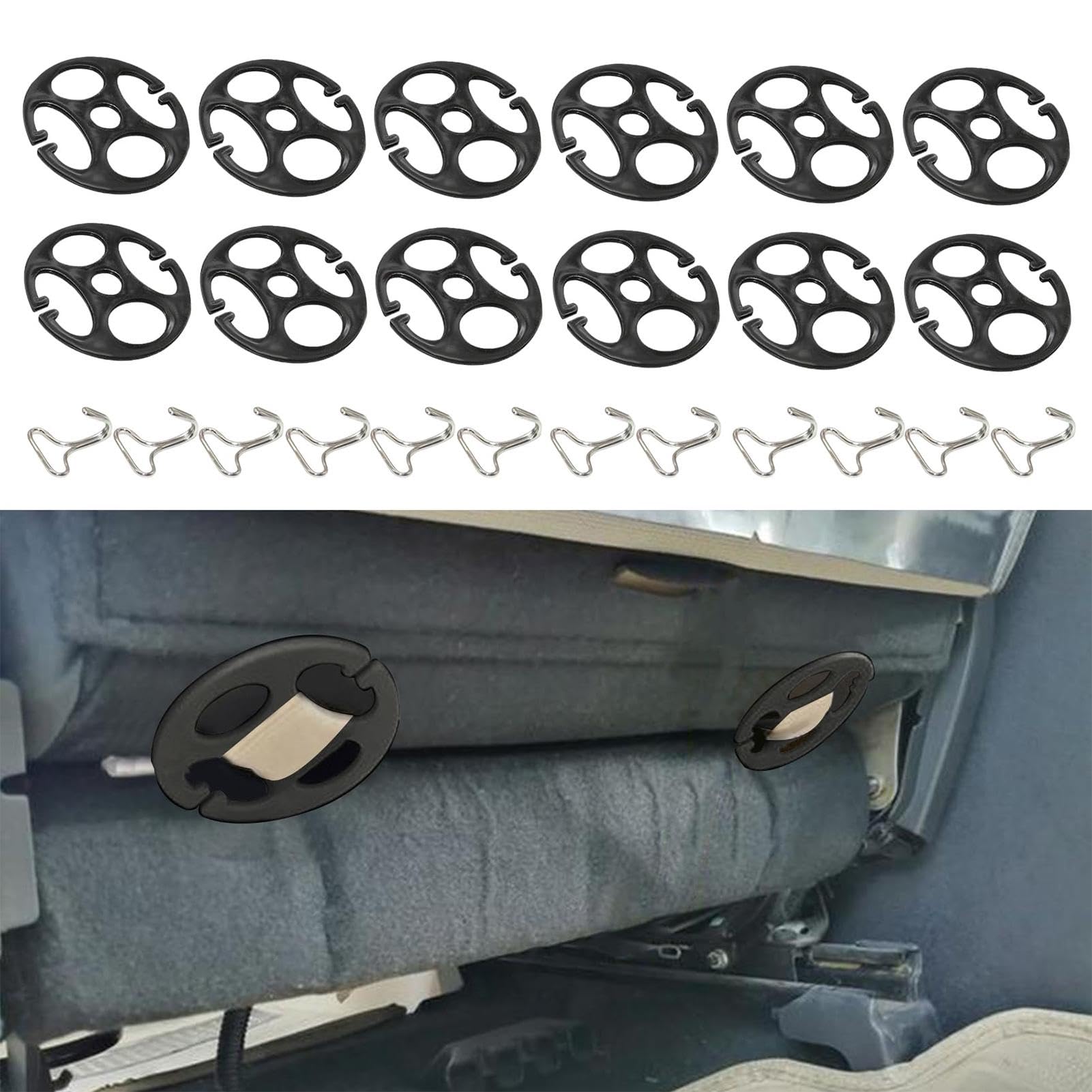 Ganci In Metallo Per Coprisedili Auto – Set Da 12 Pezzi Con Clip Di Bloccaggio, Regolabili E Resistenti