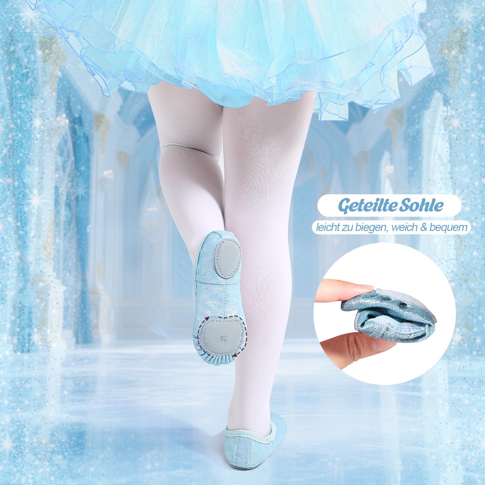 Zapatos de ballet para niñas pequeñas, zapatos de baile con purpurina y suela dividida, zapatillas de ballet para niños con bandas cruzadas elásticas