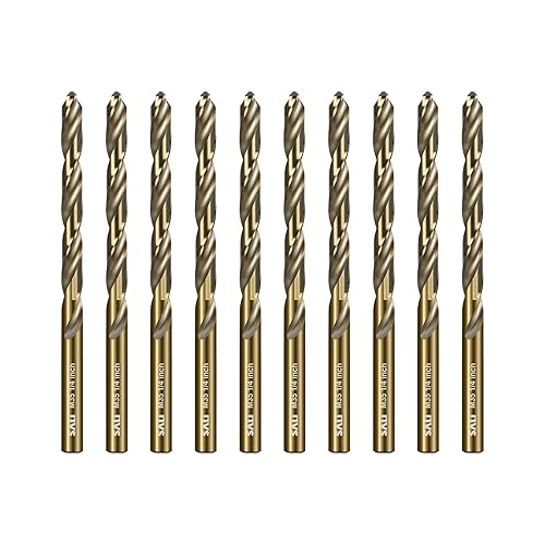 SALI Juego de brocas de cobalto, 10 piezas de 14 de pulgada M35 de acero de alta velocidad para metal endurecido, acero inoxidable, hierro fundido,