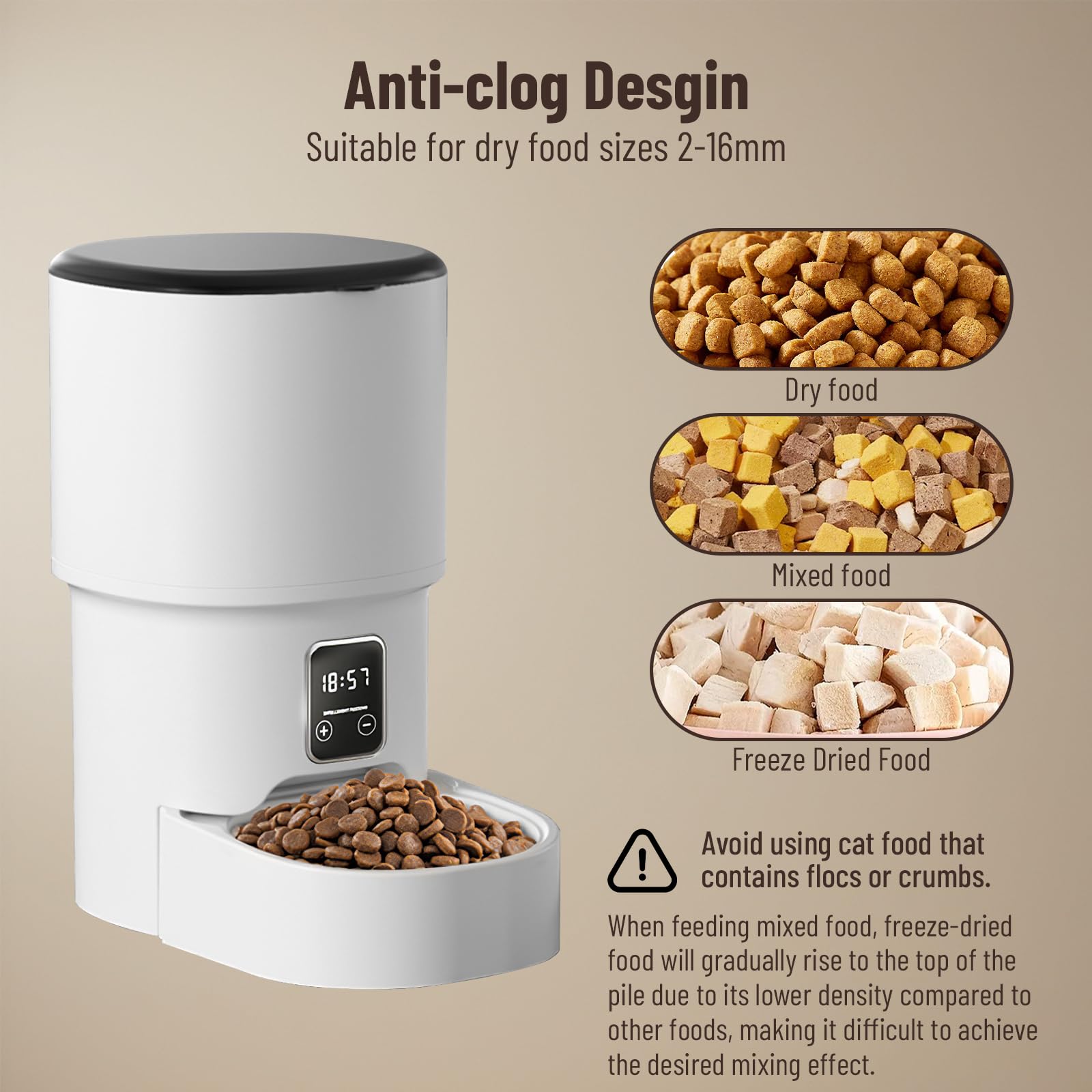 Distributeur Croquettes Chat Automatique,4L Distributeur Croquettes Chat avec Minuterie Programmable pour Chats et Petits Chiens, 1-6 Repas par Jour