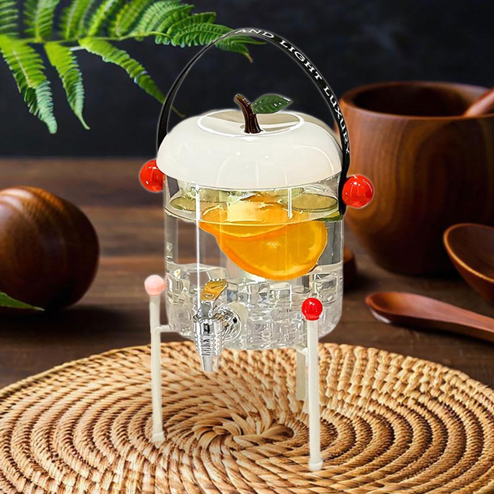 MERIGLARE Dispensador de Bebidas Jarra Grande para Nevera Contenedor de Líquidos con Grifo de Vidrio Resistente Y Soporte Estable Adecuado para Reuniones Famil, do, Individual