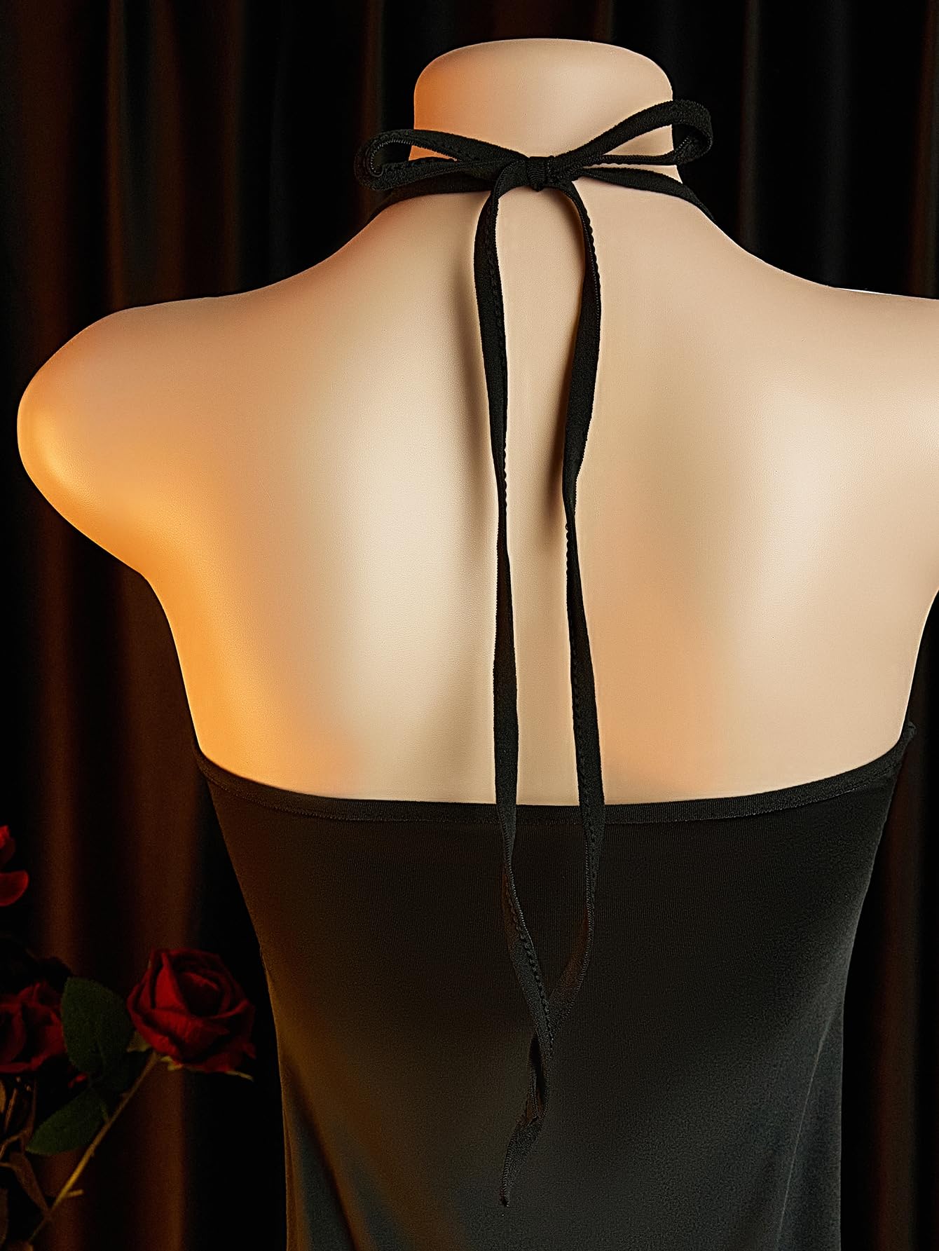 ADSEXY Sexy Lingerie for Women Backless Babydoll Lingerie Dress Nightgown Chemise One Piece Fits S-L Size: One Size Black Dress