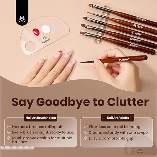 Miniatura 61 de Beetles - Juego de 6 pinceles de gel para arte de uñas, diseño de esmalte de gel, herramientas de pintura con pincel plano, pincel ovalado, pincel