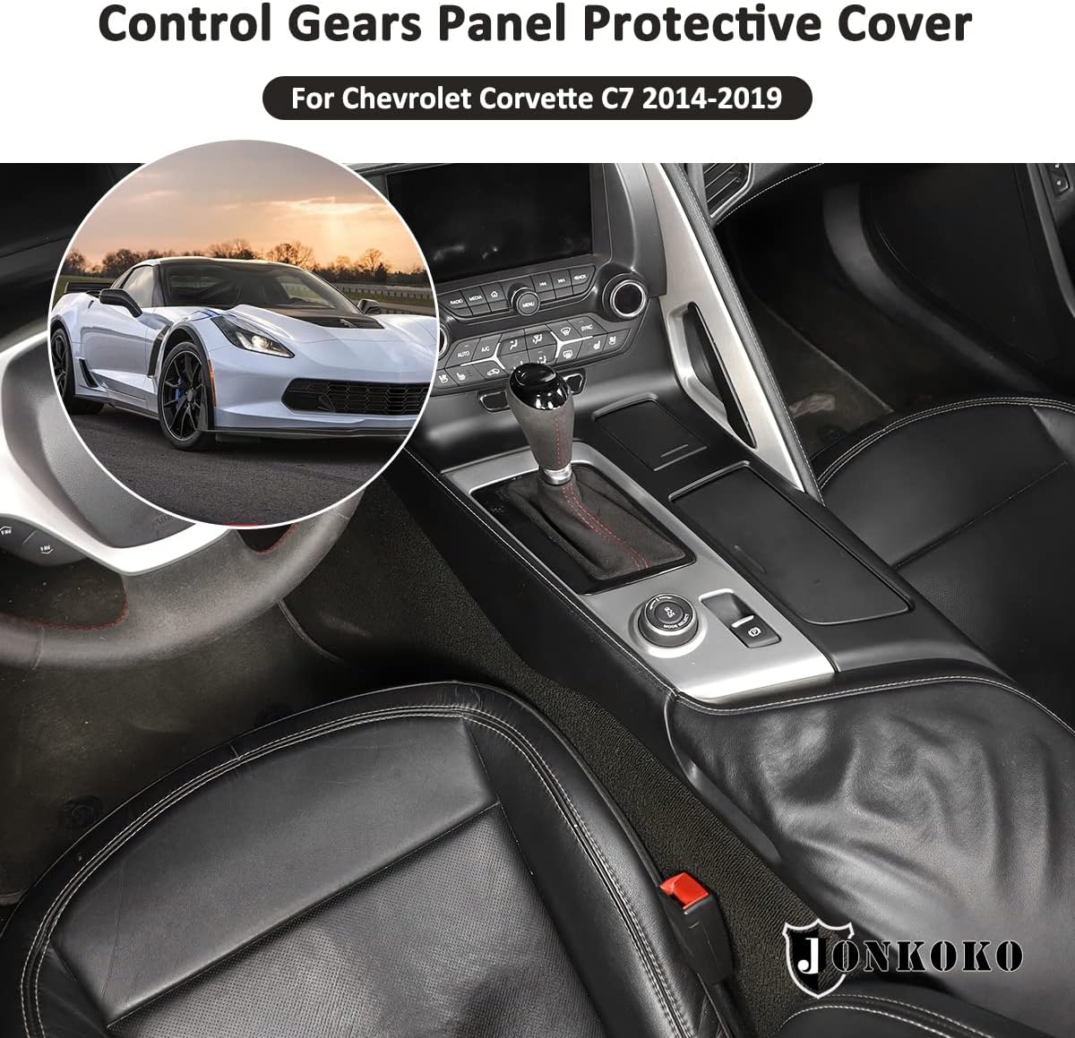 ABS Control Gears Panel Protective Cover Accessories for Chevrolet Corvette C7 2014-2019 Car Interior Gear Shift Frame Trim Sticker (Matte Black)