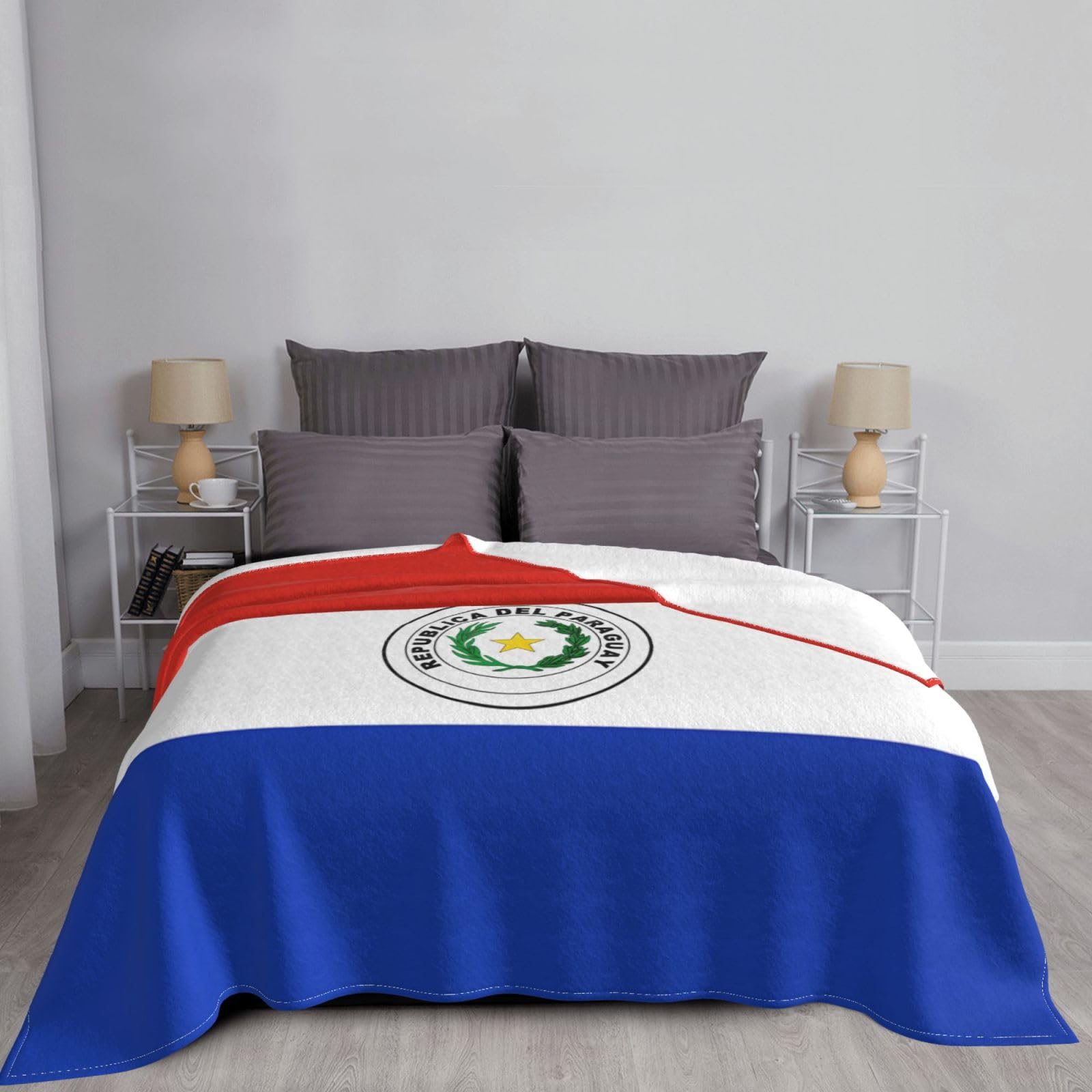 Manta de viaje portátil de 80 x 60 pulgadas, suave, resistente a las arrugas, plegable, exquisita bandera de Paraguay
