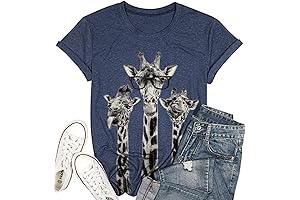 Womens Summer Giraffe Printed T-Shirt: Express Your Wild Side