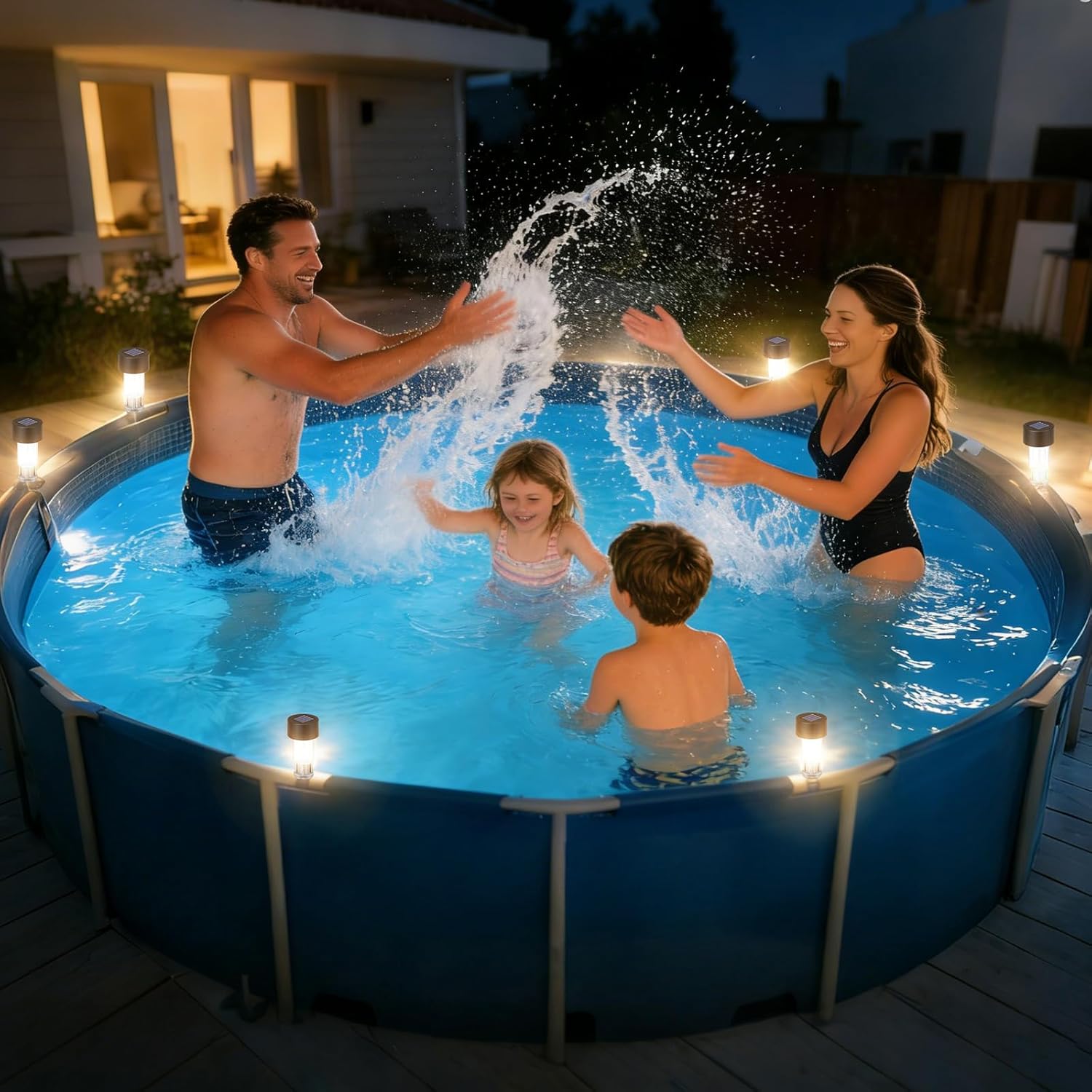 BITIWEND Solar Pool Lights for Framed Above Ground Pools, 6 Pack Waterproof Swimming Pool Accessories Lights, for Outdoor Pool Yard Garden Decoration Night Light