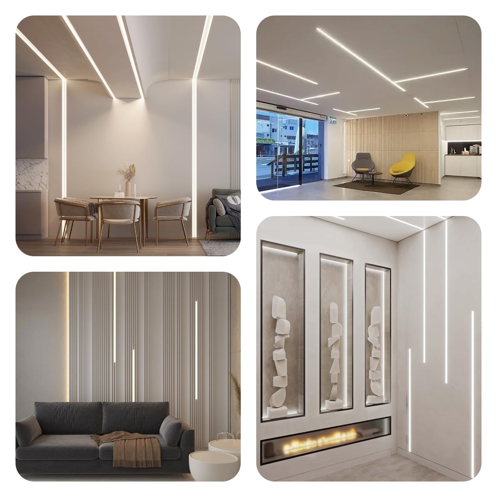 LEDLightsWorld - Perfil led de aluminio para tiras de LED de 15 mm, 6 unidades, perfil de azulejos LED de 3,3 ft/1 m con cubierta lechosa, perfil de aluminio para paneles de yeso, perfil LED de
