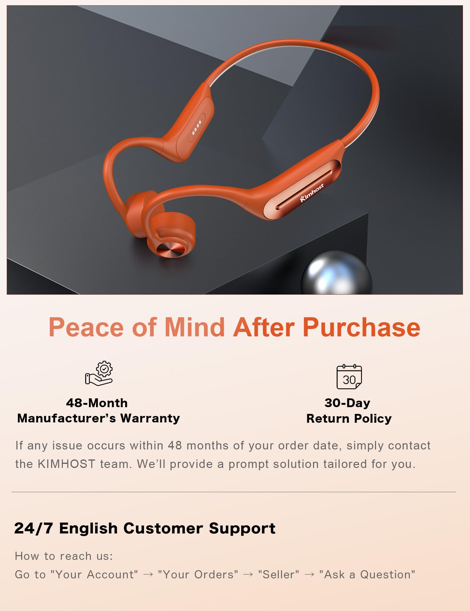 Cuffie a conduzione ossea, auricolari aperti con modalità MP3, 32 GB, 10 ore di autonomia, IP68, impermeabili, per nuoto, vestibilità sicura per corsa, ciclismo, lavoro, regalo (arancione)