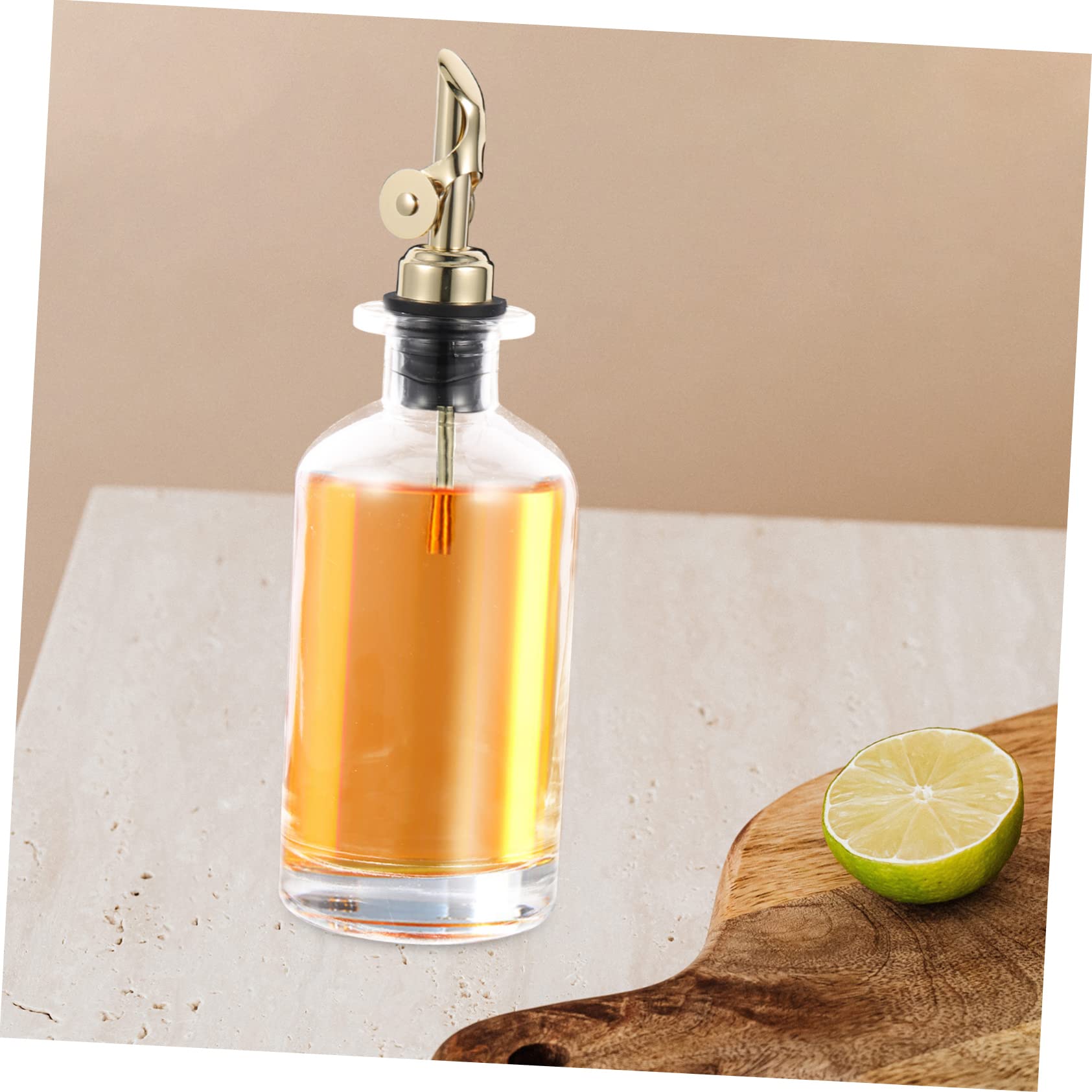 TOPBATHY Dispenser per Olio e Aceto Apertura Automatica Controllo del Flusso, 2 Bottiglie, in Vetro e Acciaio Inox, 350ml, per Cucina e Barbecue