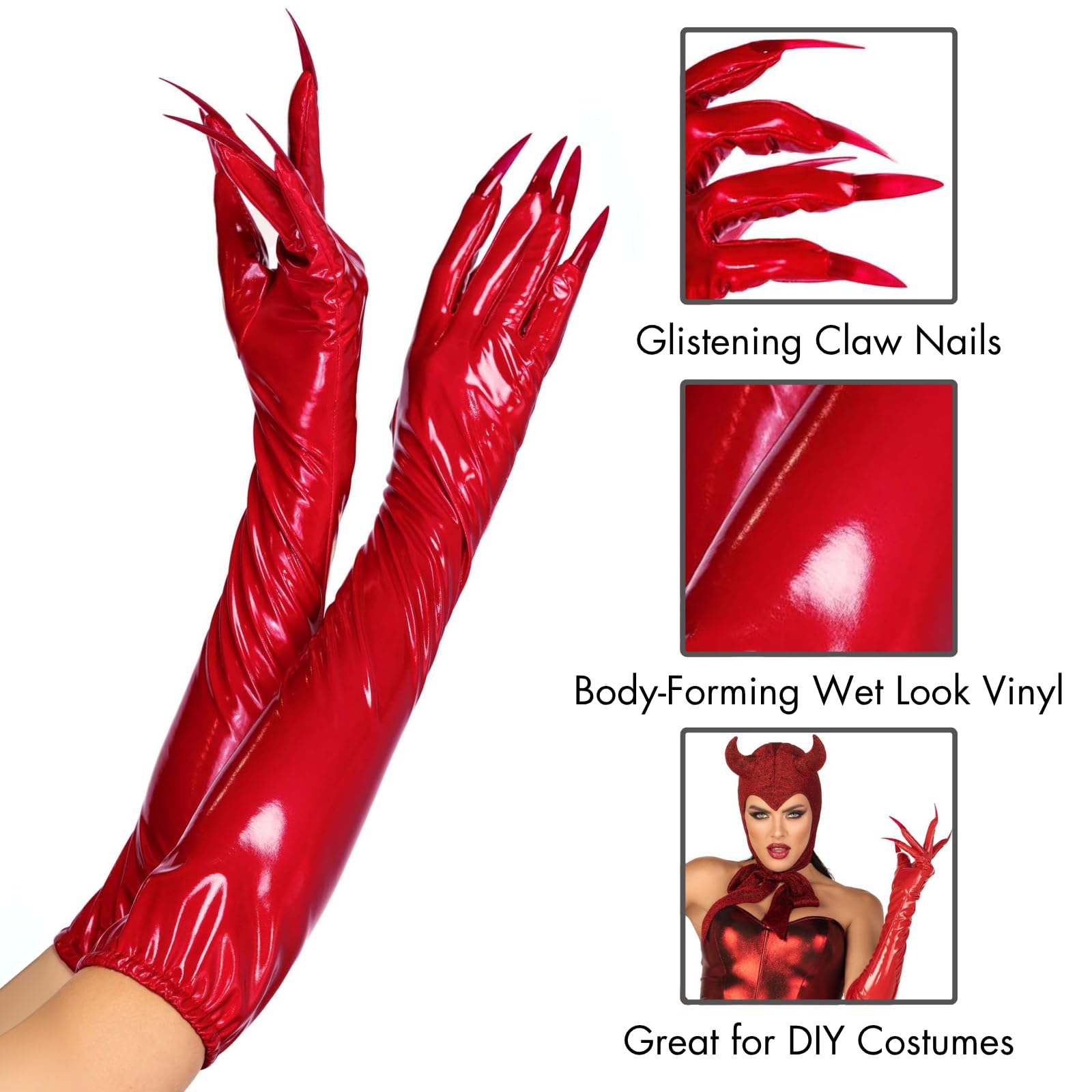 Leg Avenue Guantes de vinilo para mujer