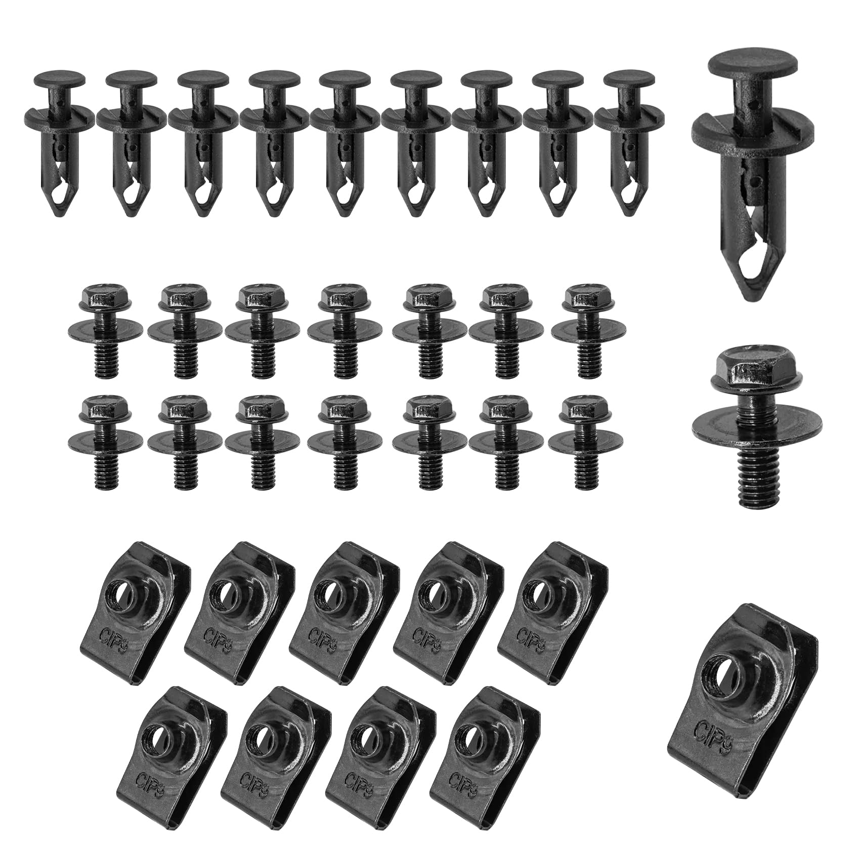 35Pcs Engine Under Cover Splash Shield Body Bolts Screws, Bumper Clips Extruded U-Nuts Kit, Replacement for Nissan 350z 370z Infiniti G35 G37 EX35