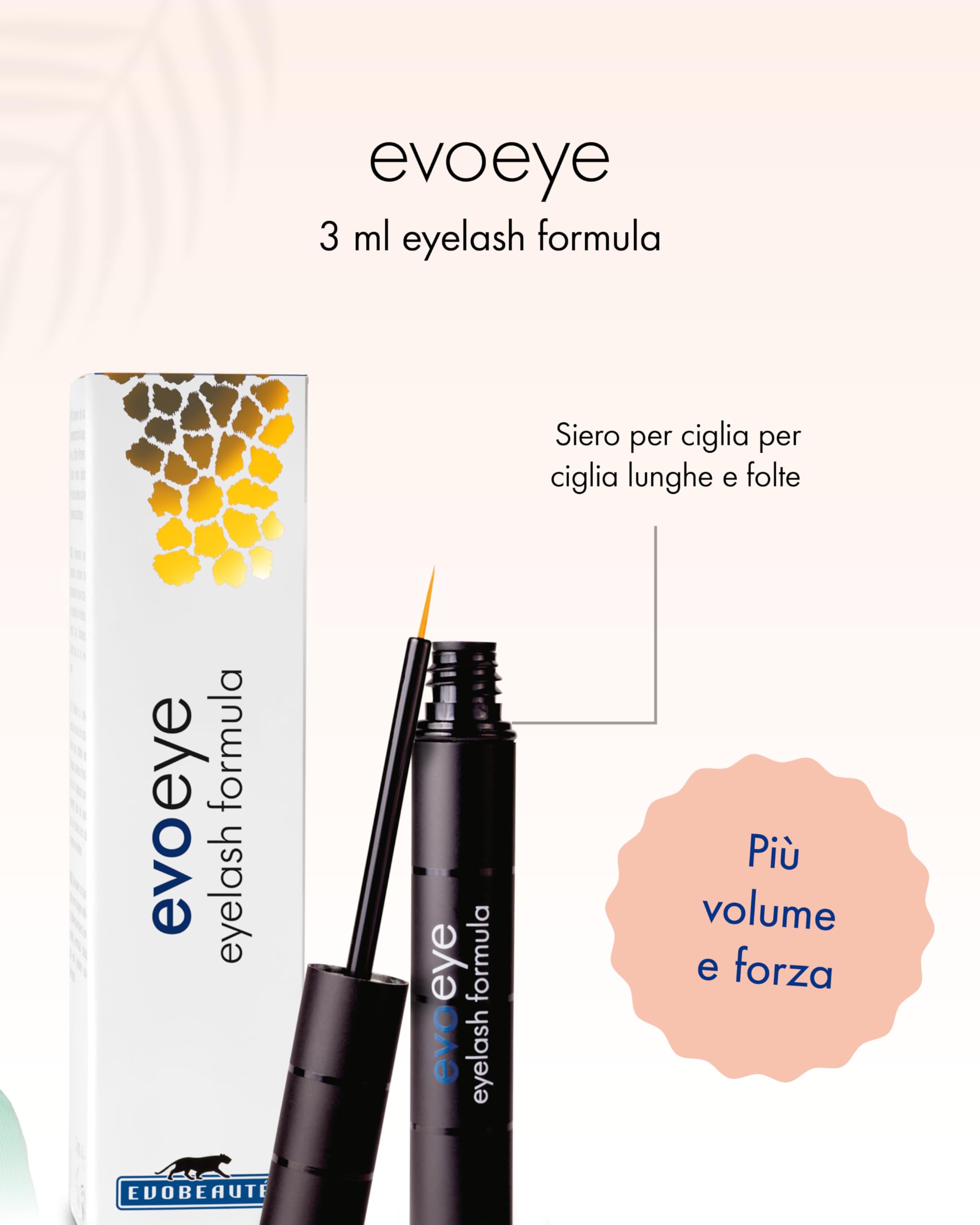 EVOBEAUTÉ evoeye Eyelash Formula 3 ml - Siero ciglia ad alte prestazioni per l’aspetto di ciglia più lunghe e folte in 6-8 settimane, siero idratante con peptidi rivitalizzanti