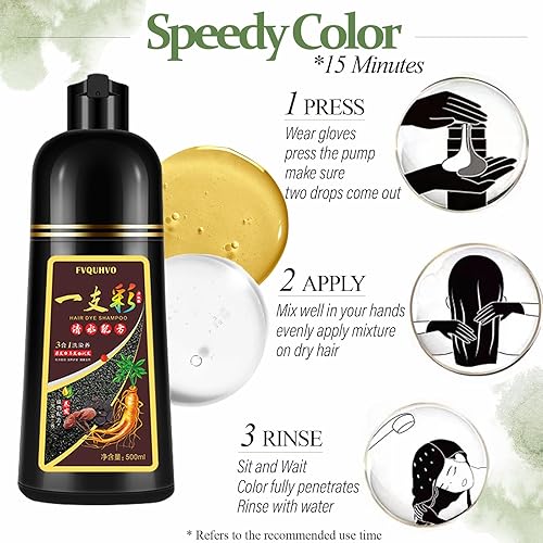 Miniatura 7 de Champú de tinte para el cabello rojo vino oscuro 3 en 1, 4 semanas de cobertura de cabello gris en 15 minutos, champú de color borgoña profundo para