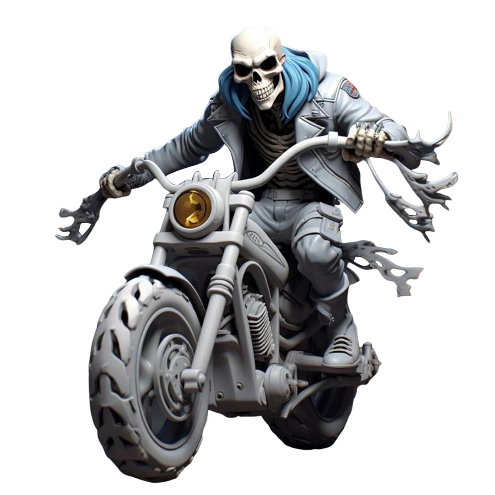 Figurines squelettes cool en résine sur moto pour décoration Halloween
