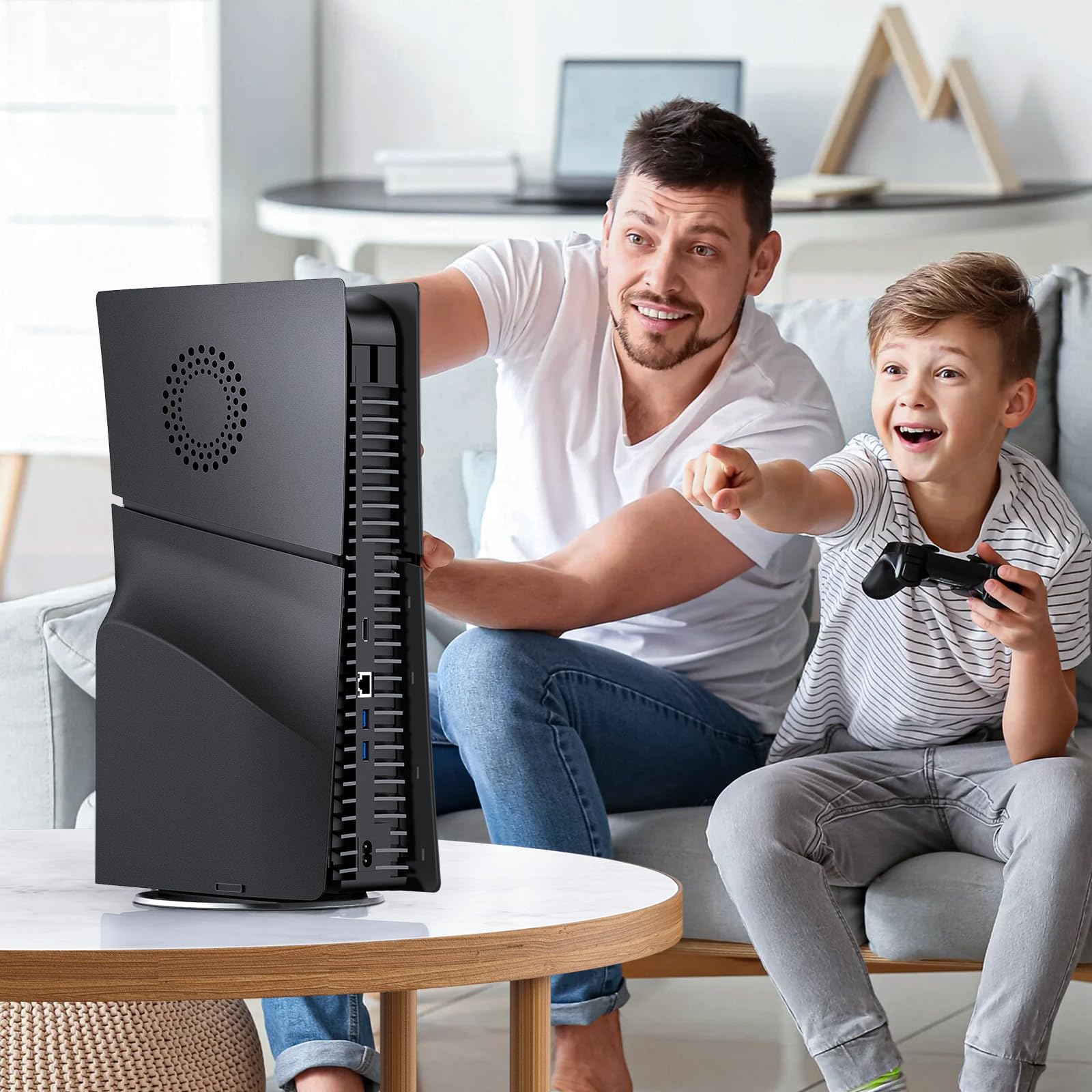 Cover per Ps5 Slim Disc Edition,Con Porta per Ventola Custodia per Piastra Rigida Nera per Playstation 5 Slim, Cover per Piastra Di Ricambio per Accessori Ps5 Slim Faceplate,Ferroso