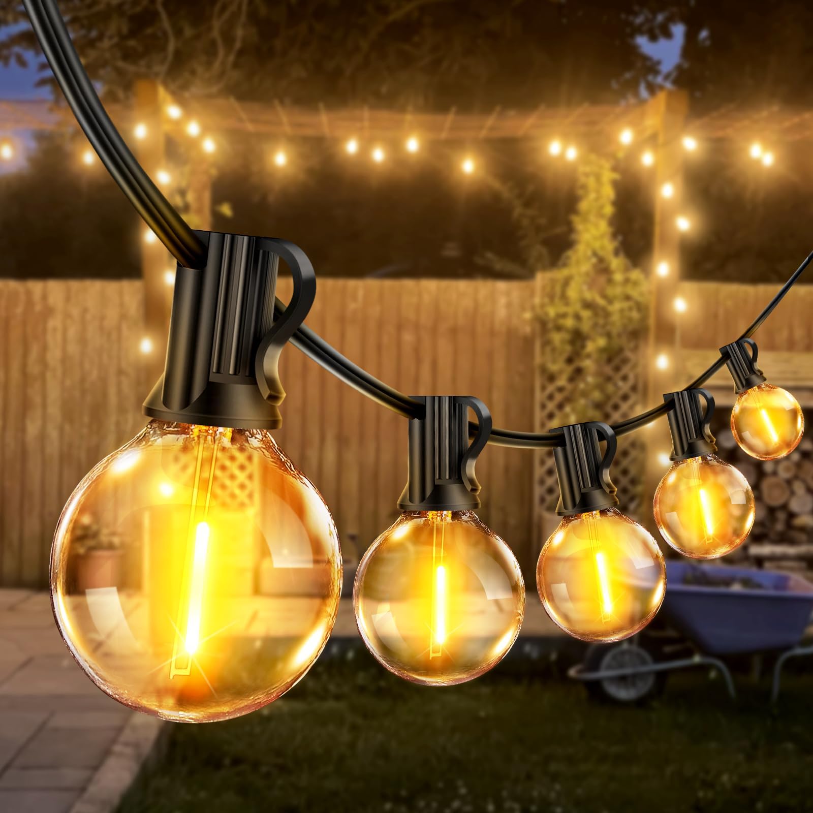 Outdoor String Lights Mains Powered 150ft Festoon Light Outdoor with