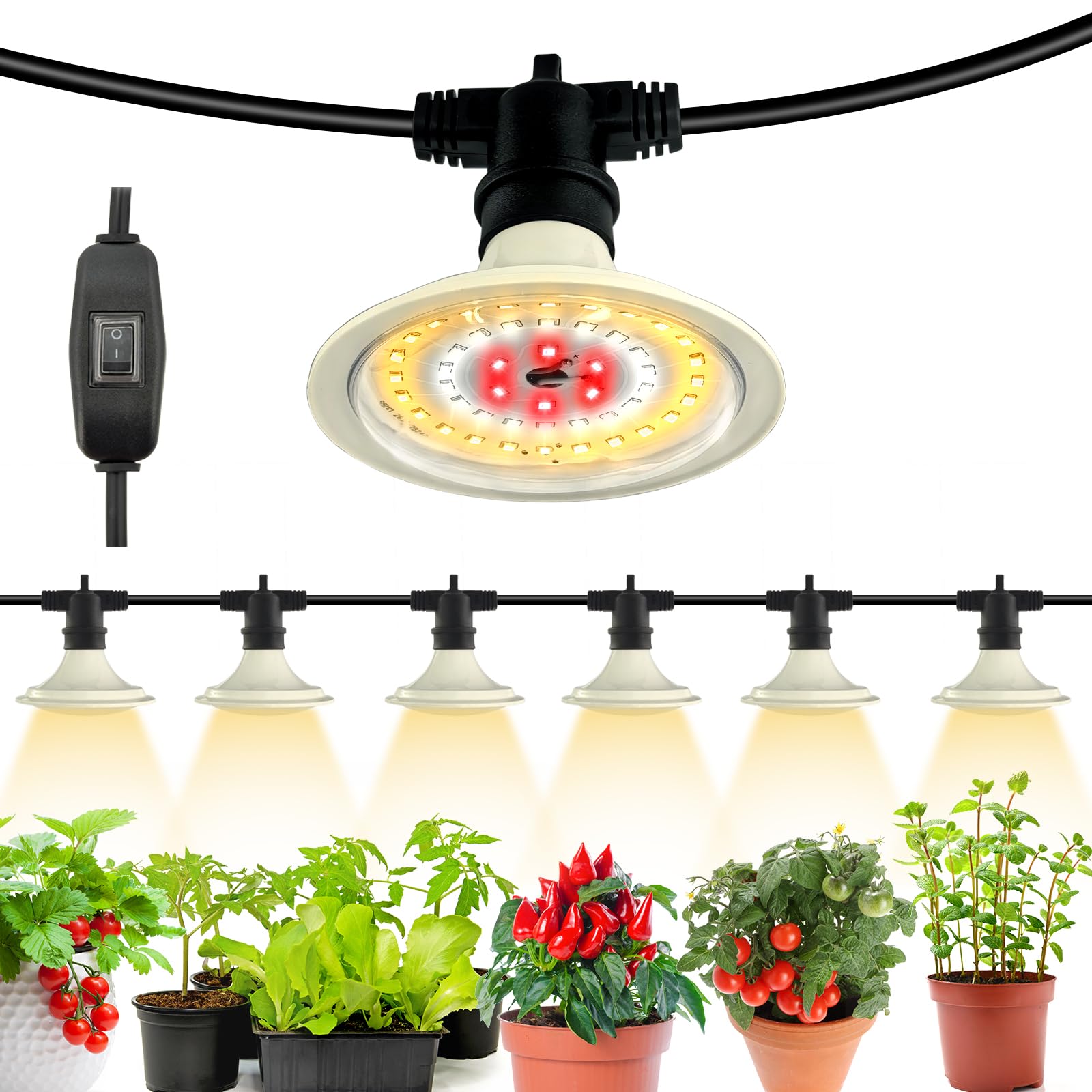 Amazon.com : JMXULONG Outdoor LED Grow Lights, Waterproof String Grow Light,  Full Spectrum Plant Growing Lights with 22Ft Adjustable Cord 6 Lights :  Patio, Lawn & Garden