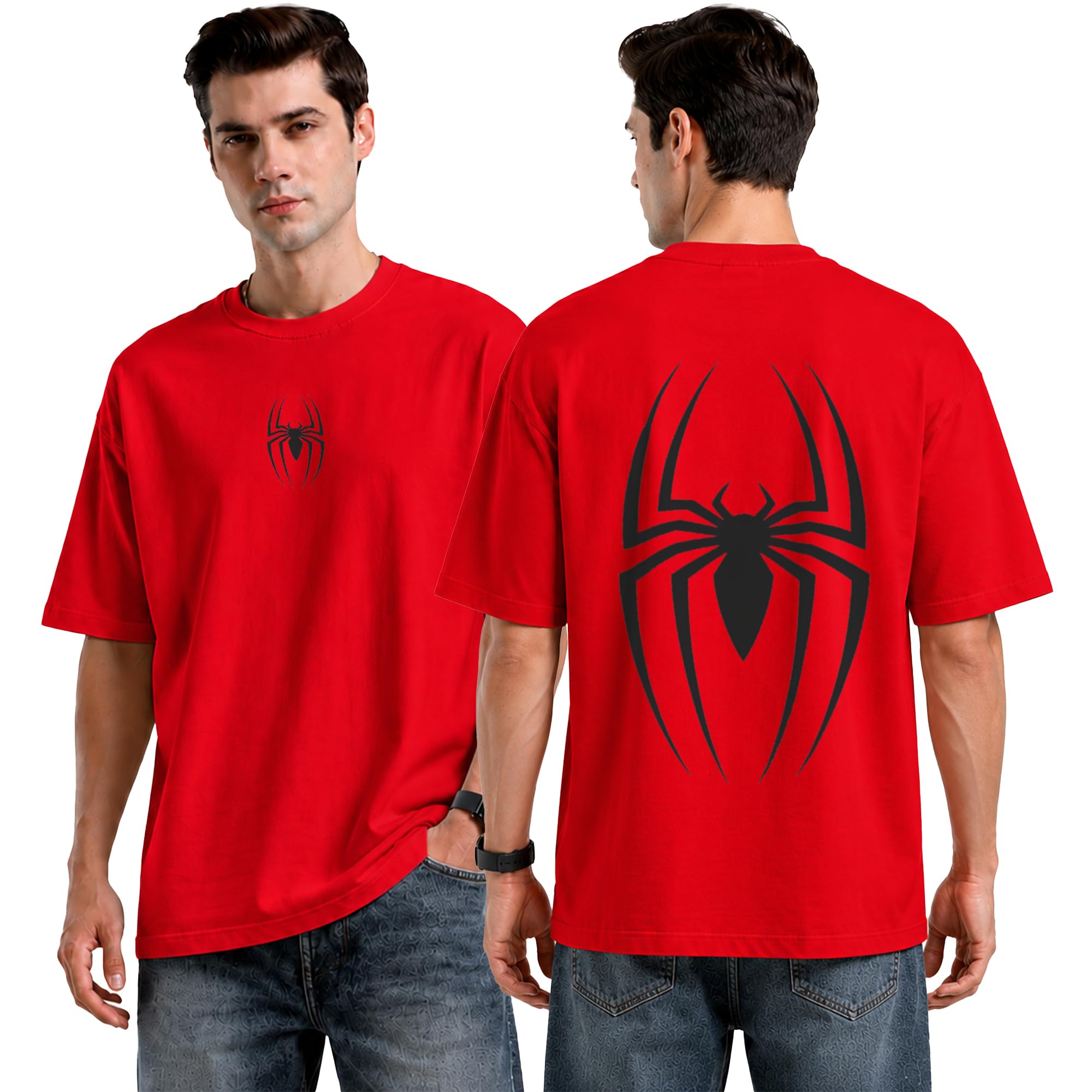 Spider Oversized OffWhite Tshirt for Men and Women Drop Shoulder Unisex Baggy Loose Fit Cotton T-Shirts-picture-36