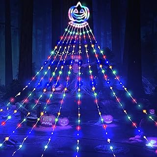 Halloween Decorations Fairy Lights Spider Web Lights, Halloween Light Fairy Lights for Indoor Outdoor Use Halloween Lamp Spider Web Halloween Decorative Item Outdoor Party Garden Decoration (Pumpkin)