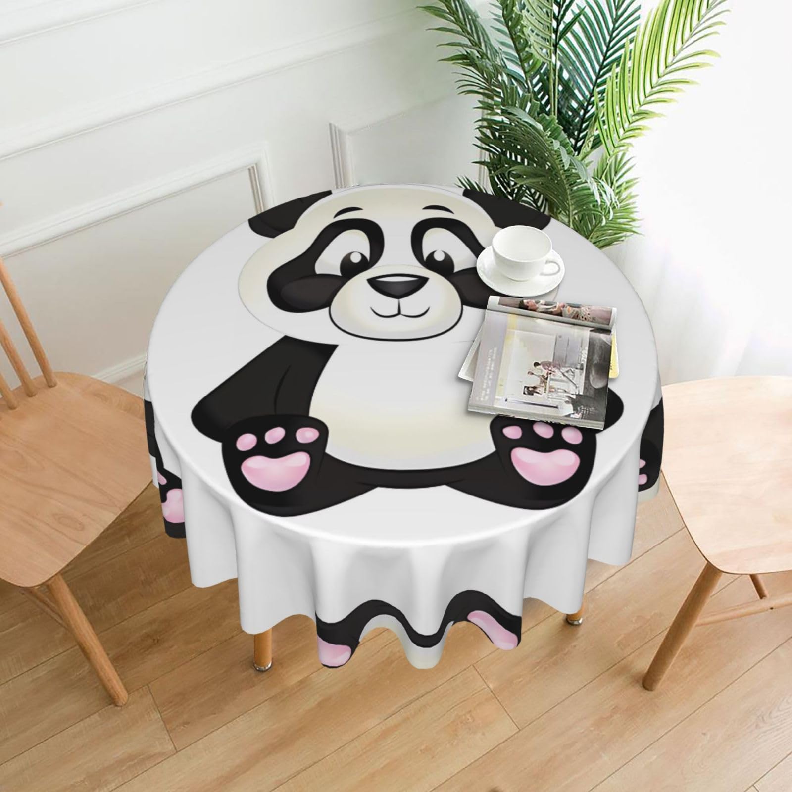 MROWYC Cute panda Printed Practical Round Tablecloth, Durable, Suitable for Home, Restaurant, Hotel, Gathering, and Decorative Table Covers