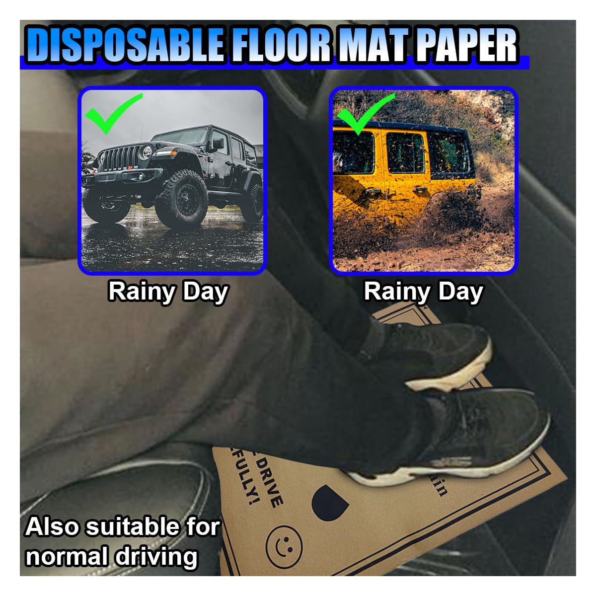 50PCS Car Kraft Paper Floor Mats Waterproof Floor Covers Car Carpet Protector Disposable Temporary Automotive Foot Pad Vehicle — view 5