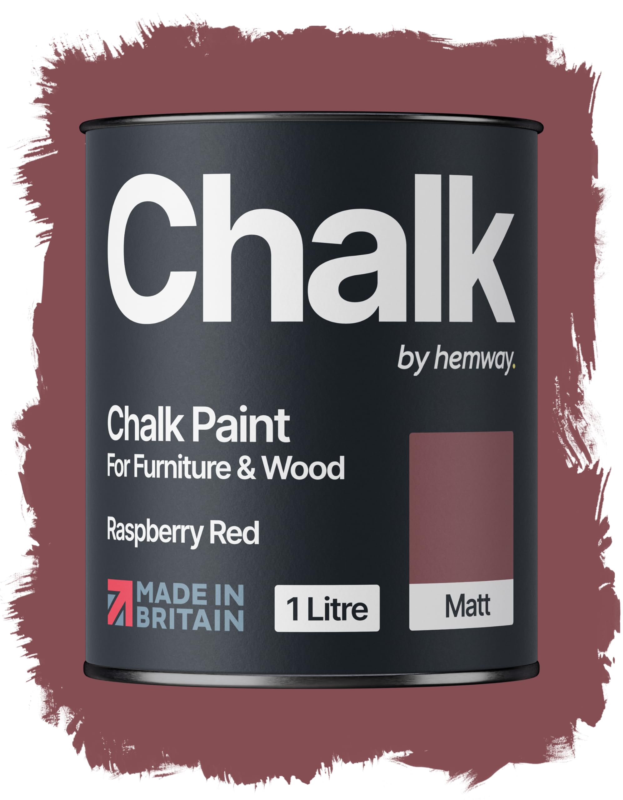 Hemway Chalk Paint Raspberry Red 1L, Furniture Paint, Matt Finish Shabby Chic, Chalk Furniture & Walls, Quick Dry & 1 Coat
