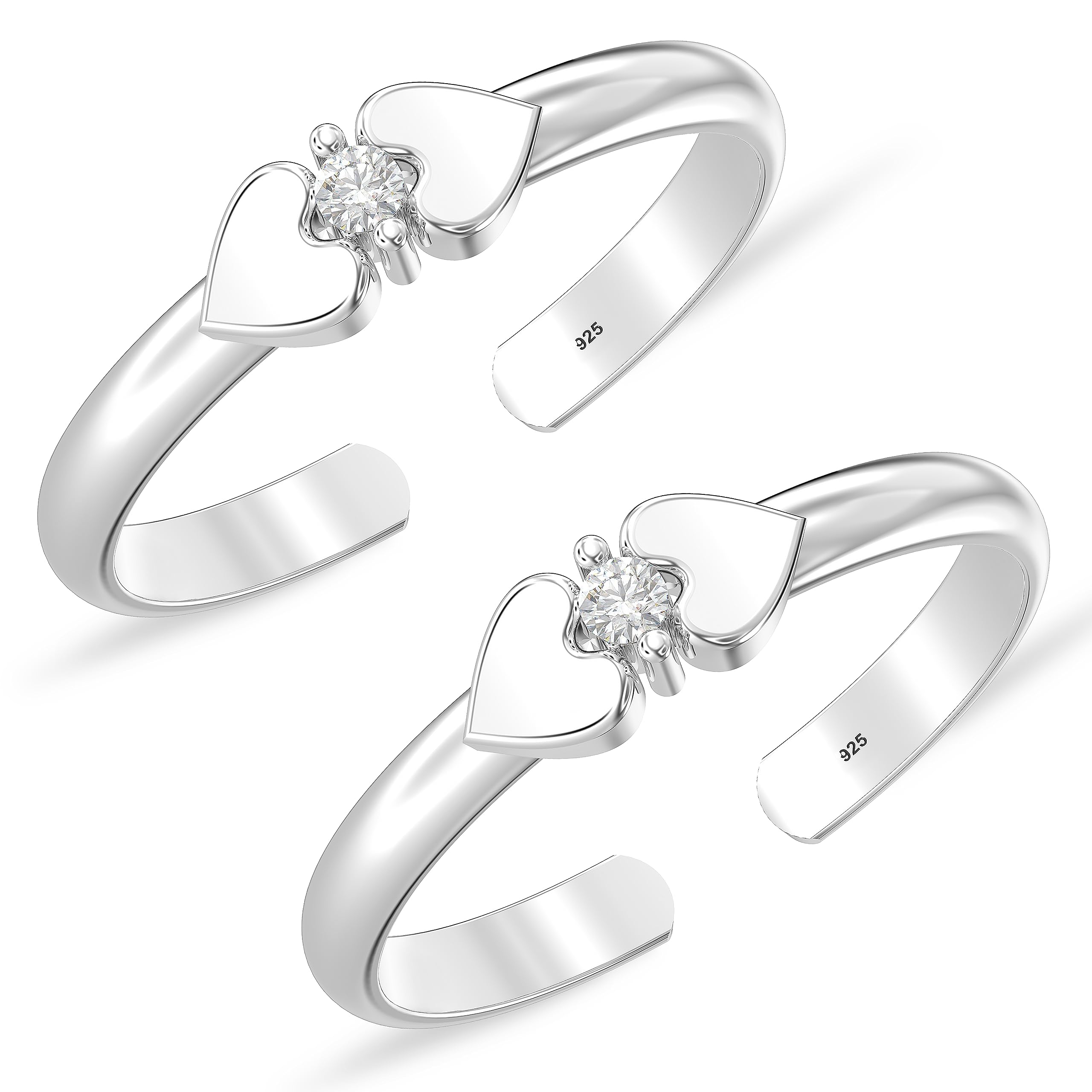 925 Sterling Silver CZ Toe Rings for Women | BIS Hallmarked Cubic Zirconia Classic Fancy Toe Ring | Elegant and Comfortable Toering jewelry Gift