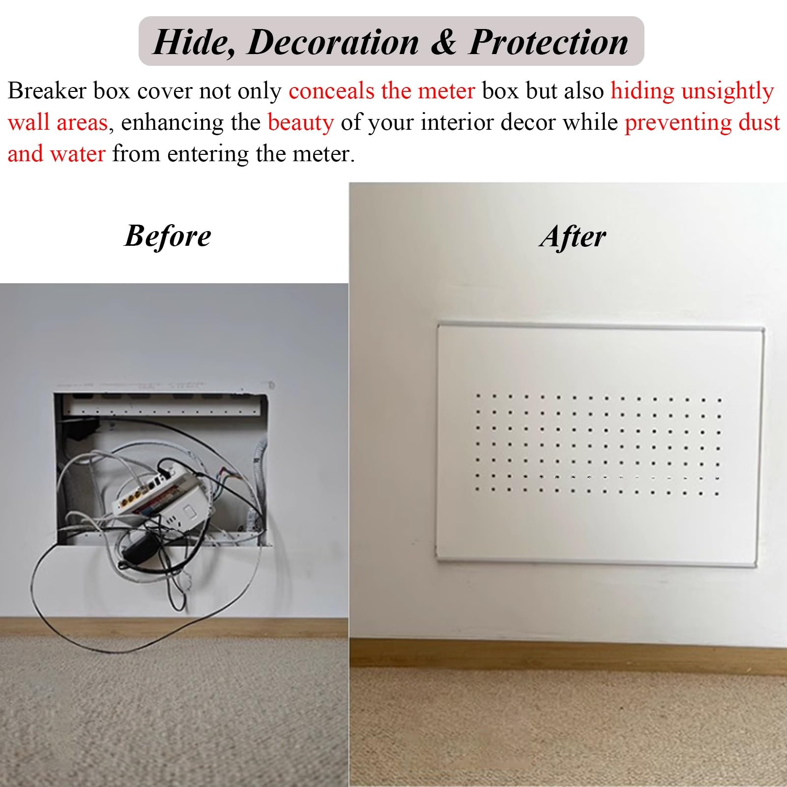 Copri Quadro Elettrico Scatola di Distribuzione Interruttore Extra Sottile Decorativa, Copertura Pannello Interruttore con Striscia Adesiva, Pannello Router Scorrevole, Scatola di Distribuzione Intern