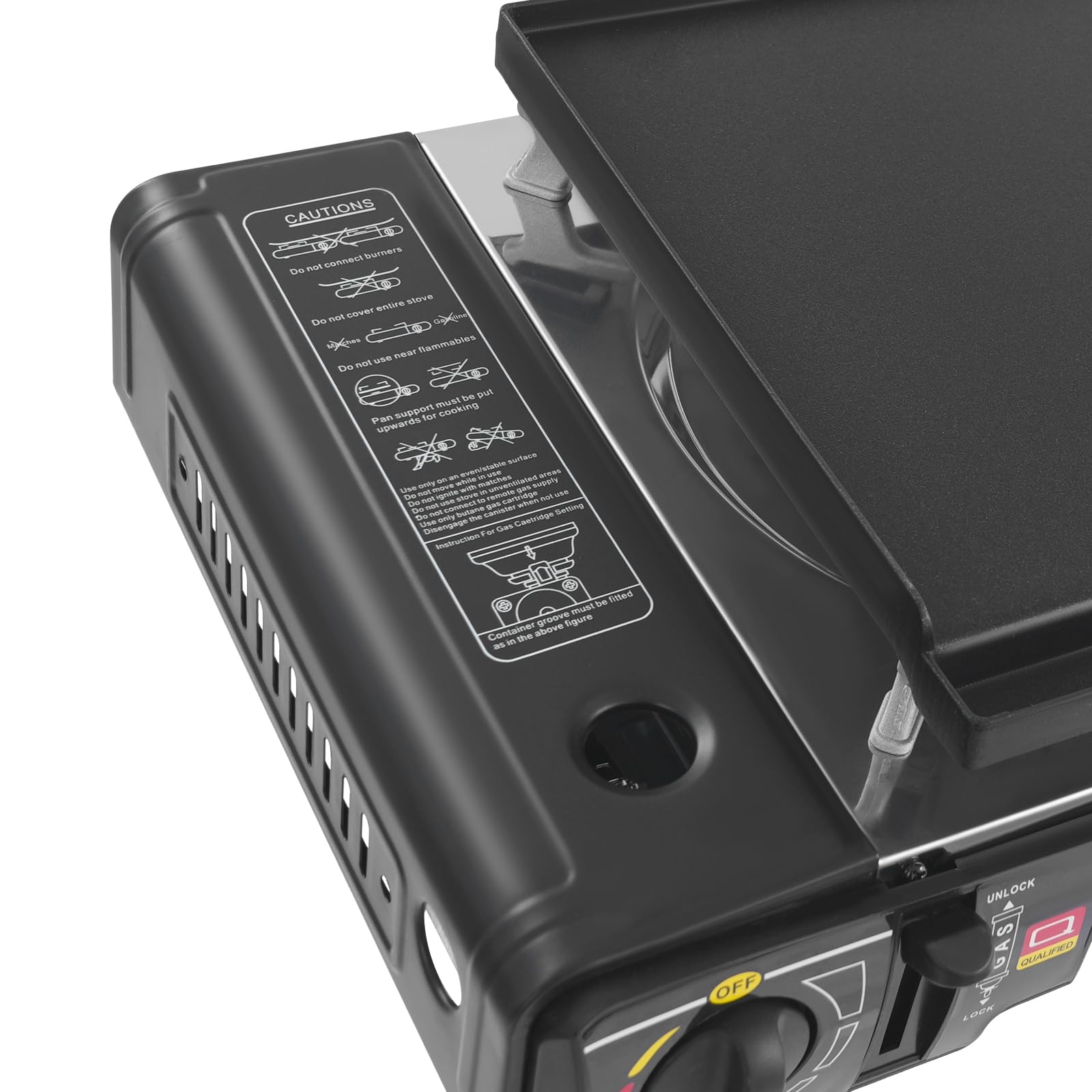 Hornillo de gas para camping de 2500 W, 2500 W, set con parrilla, placa de gas portátil con maletín, cocina de gas rectangular doble, cocina de camping, cocina de gas para exterior, balcón y mesa