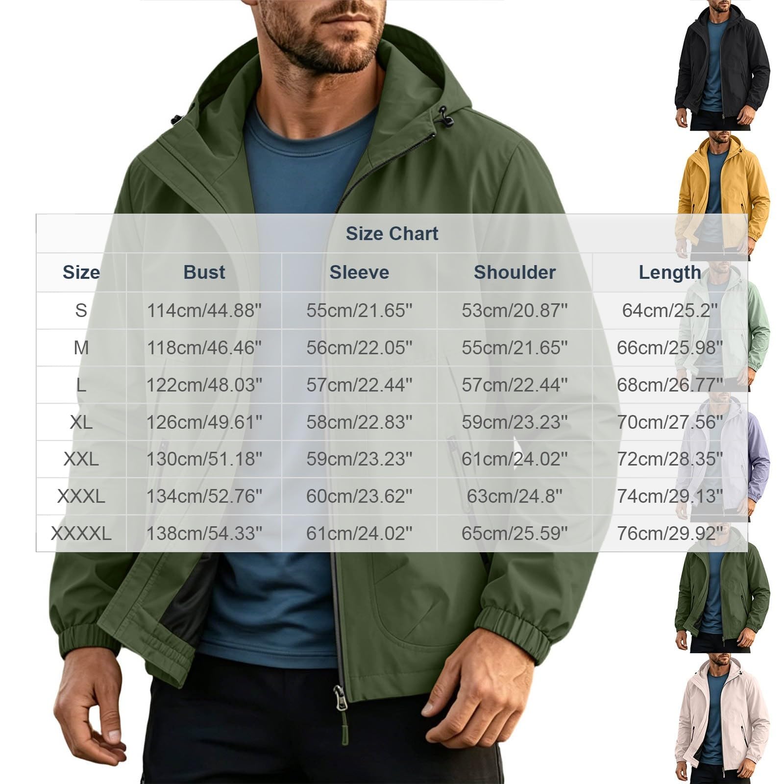 Regenjacke Herren Wasserdicht Fahrradjacke Wanderjacke Windjacke mit Kapuze