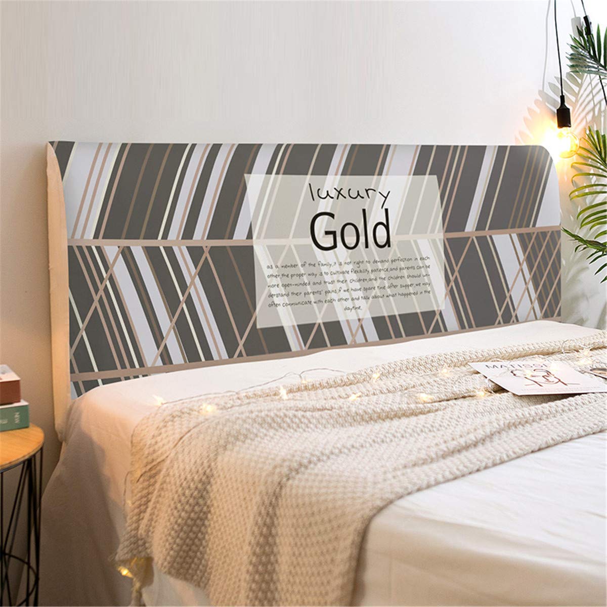 FANSU Copertura Testiera Letto Elastica Antipolvere – Stampa Geometrica Cuore Rosso, 180cm, Adatta A Testiere 50-65cm Di Altezza