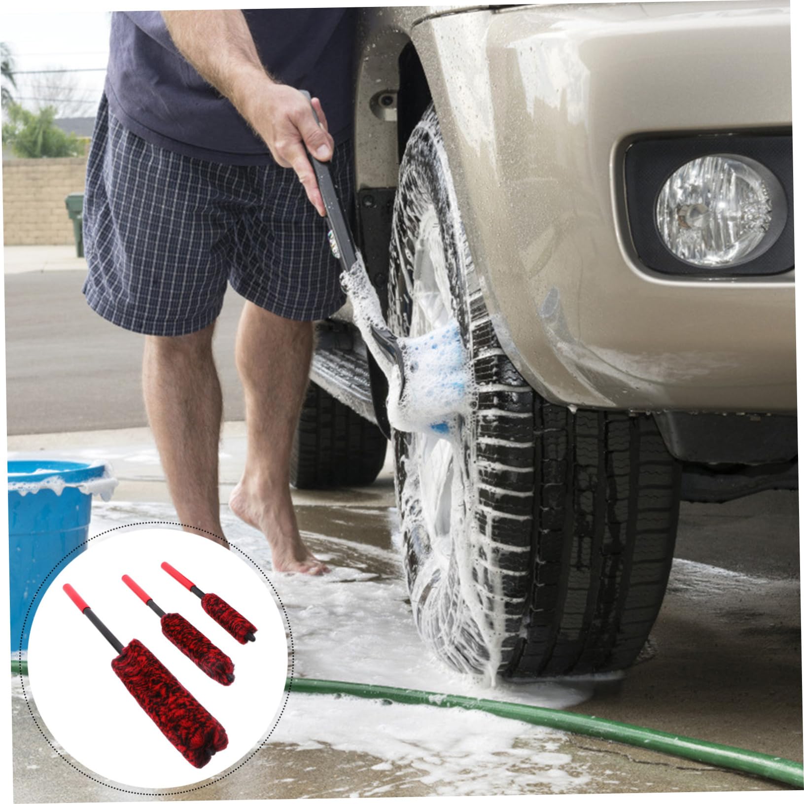 Gatuida Spazzola per Cerchi Auto in Microfibra, Set 3 Pezzi | Impugnatura in Plastica, Adatta a Fessure e Griglie, Pulizia Minore Fatica Colore Casuale