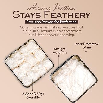 MUGHE GOURMET Luxury Turkish Cotton Candy Pismaniye Sweet (12 Fluffs)-Special Halva Candy Gift Box-Gourmet Confectionery Pishmaniye-Traditional Floss Halvah Gifts
