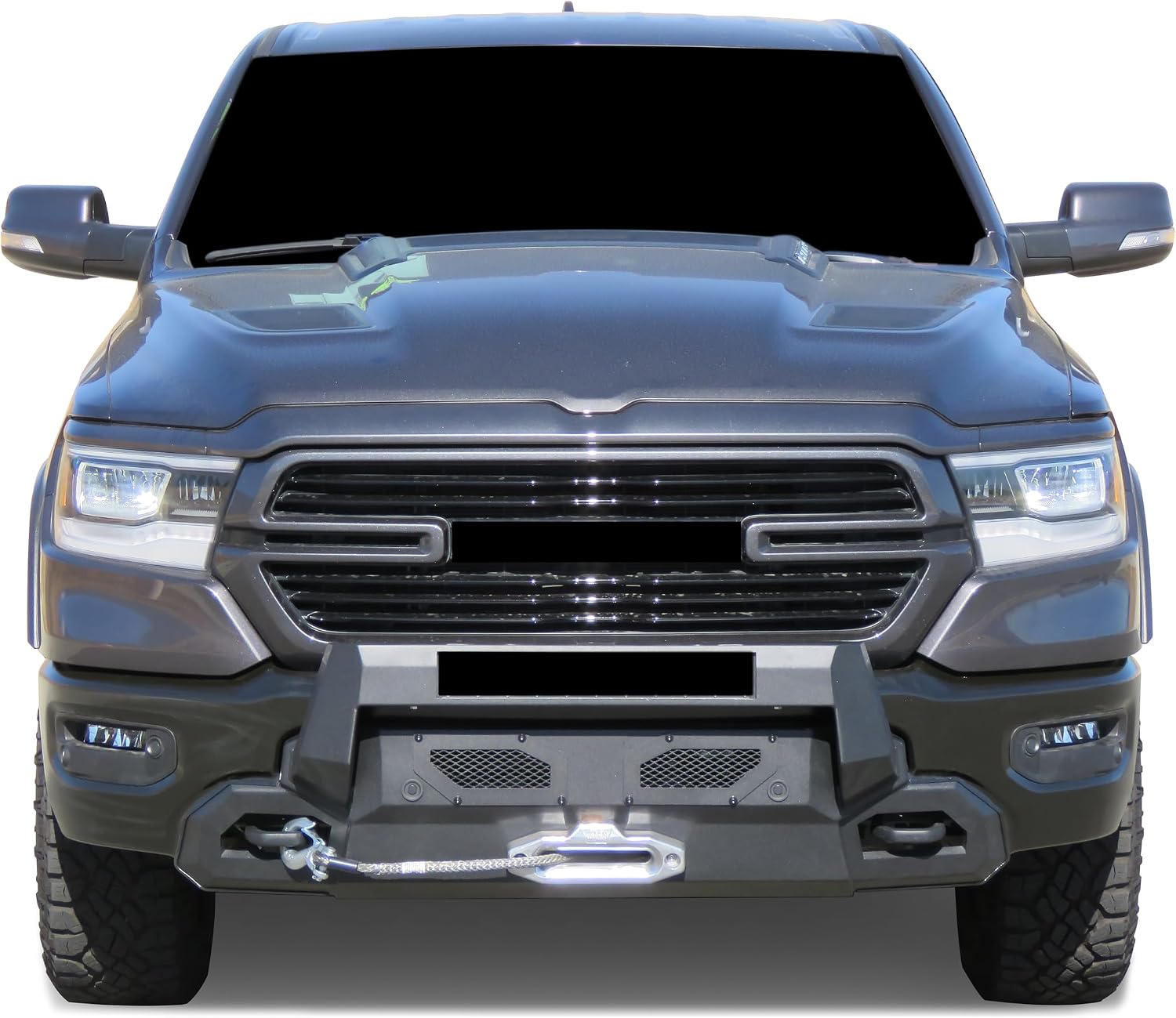 Black Horse Armour III Heavy Duty Front Winch Bumper Textured Black Compatible with 2019-2023 Ram 1500(Excl. 19-23 Classic, 19-22 Diesel, 19-23 Rebel, 21-23 TRX)-AR3HD30NL