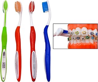 Braces Toothbrush| Soft Bristle Orthodontic Toothbrush for Cleaning Ortho Braces | U Shaped Portable Toothbrushes for Braces| Set of 4