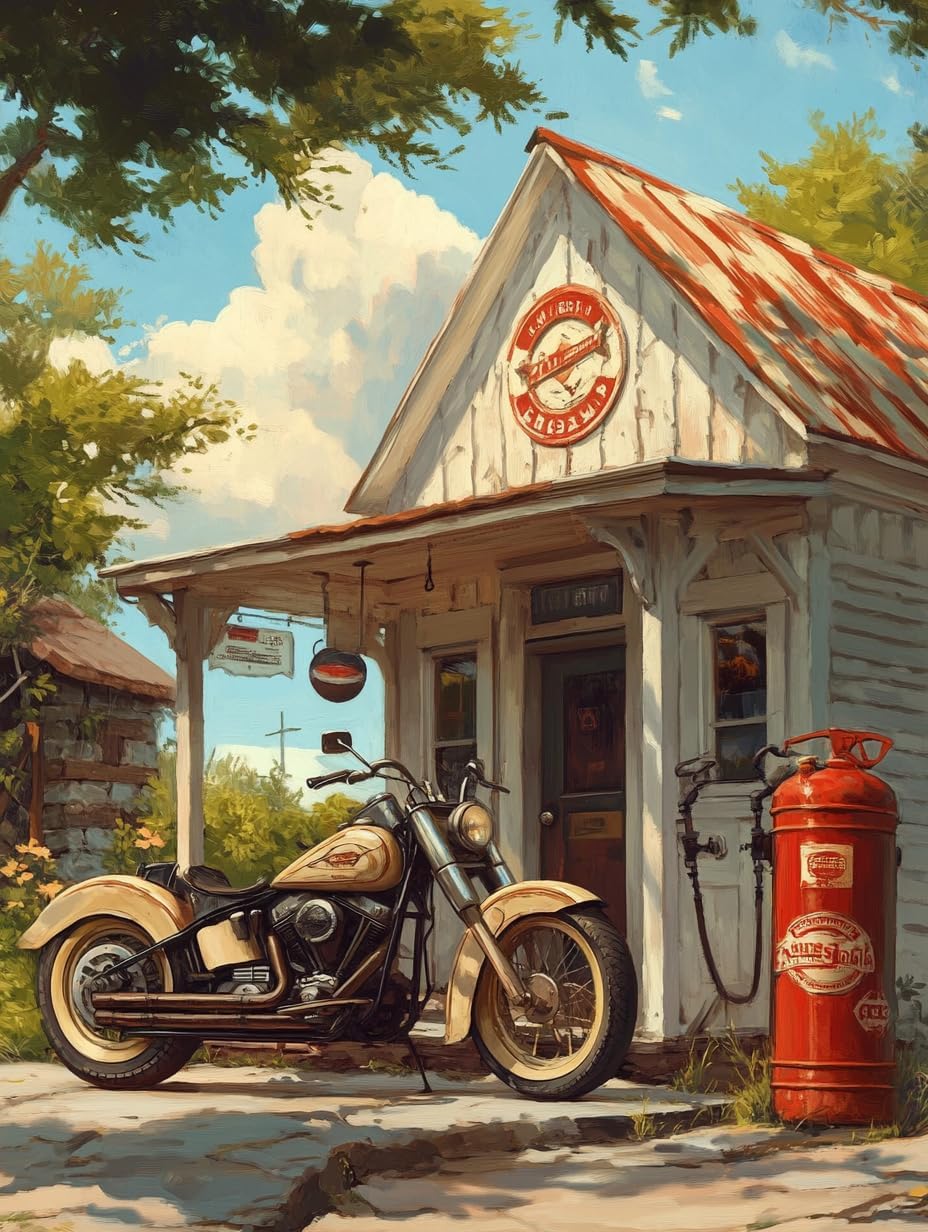 Motorcycle Paint by Numbers Kit for Adults Beginner 12x16 inch Acrylic Oil Painting by Numbers Kits with PaintBrushes Art Crafts Canvas for Home Decor 371