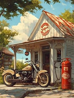 Motorcycle Paint by Numbers Kit for Adults Beginner 12x16 inch Acrylic Oil Painting by Numbers Kits with PaintBrushes Art Crafts Canvas for Home Decor 371