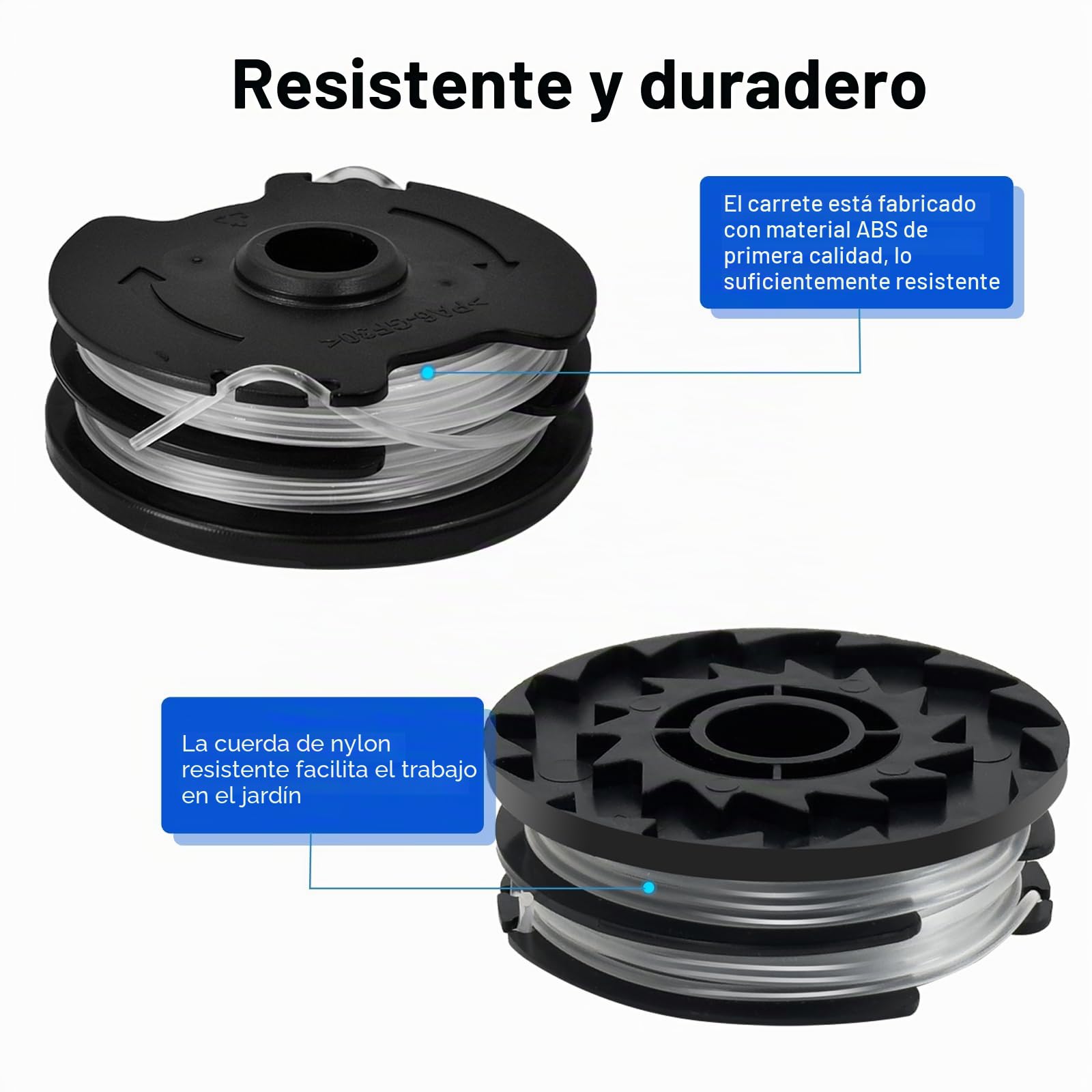 6 Bobinas de hilo de repuesto para LIDL Parkside, bobinas de repuesto para desbrozadora LIDL Parkside PRT 550 A1, PRT 550 A2, PRT 550 A3, PRT 550 A5, PRTA 20-Li B2, PRTA 20-Li C3