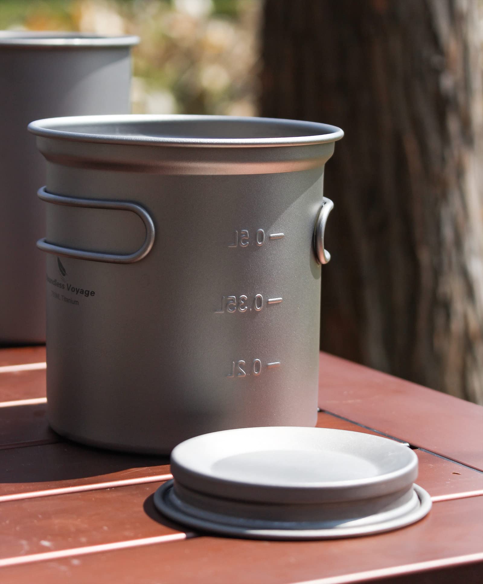iBasingo Petit Ensemble de casseroles en Titane Ustensiles de Cuisine de Camping Ensemble de Bols légers d'extérieur Kit de Mess de Cuisine avec poignée Pliante 300 ML + 750 ML 2 pièces/Ensemble
